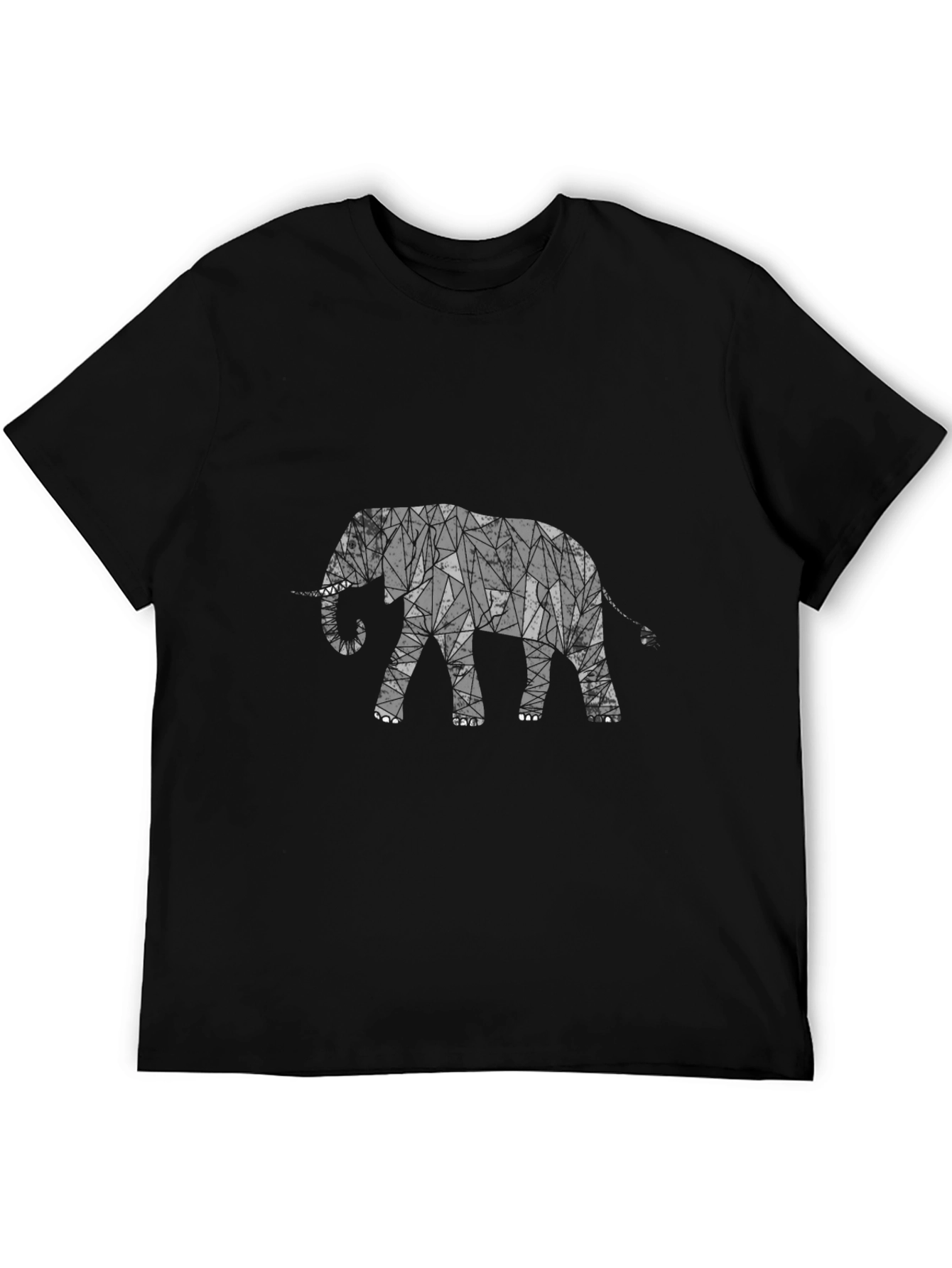 Black Geometric Elephant Graphic Tee - Modern Black T-Shirt view 5