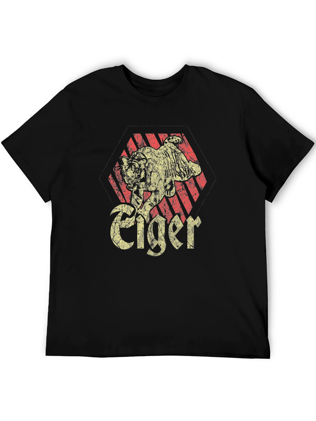 Black Vintage Tiger Graphic Tee - Classic Design view 5