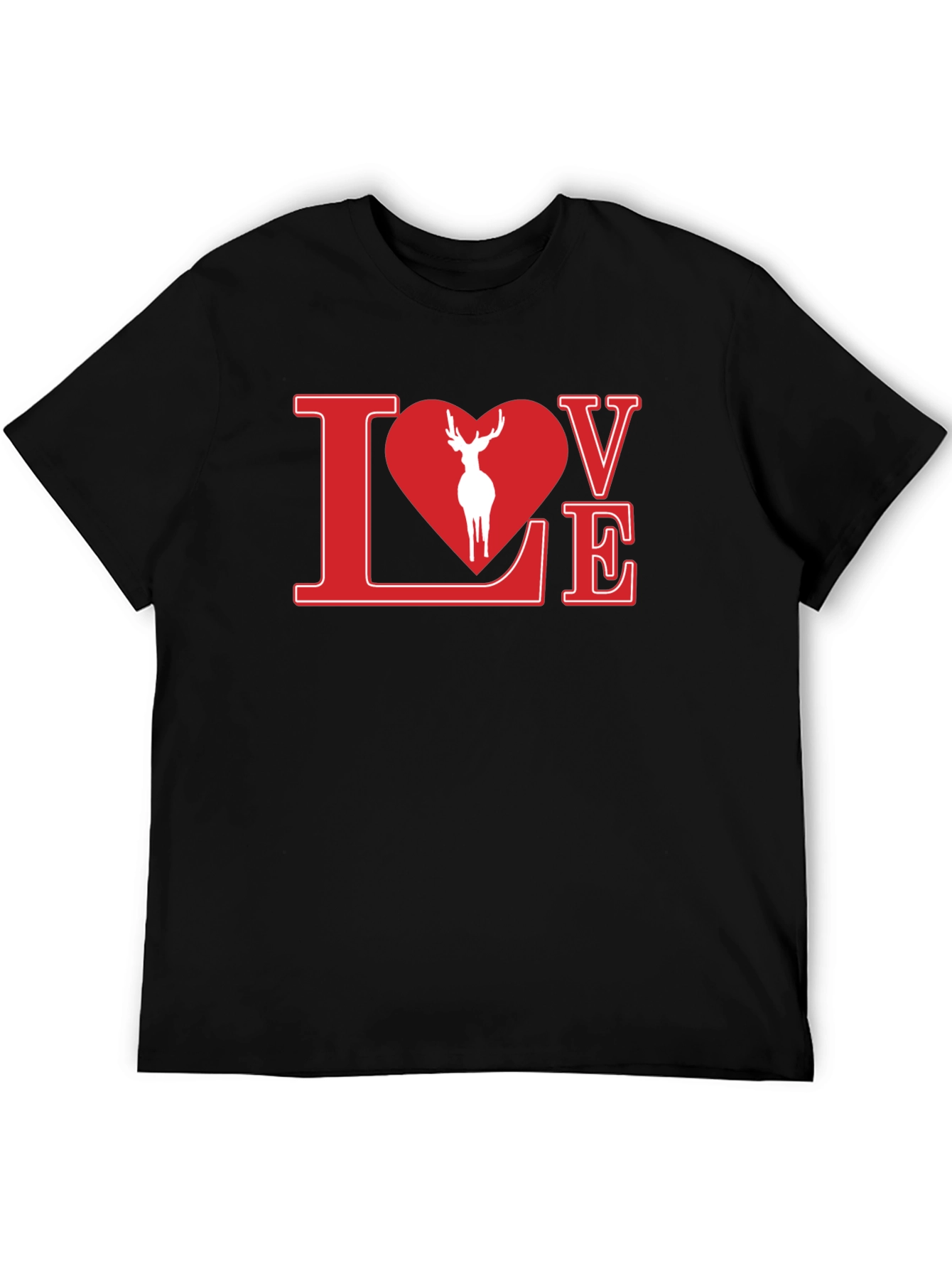 Black Love Deer Graphic Tee - Stylish Black Shirt view 5
