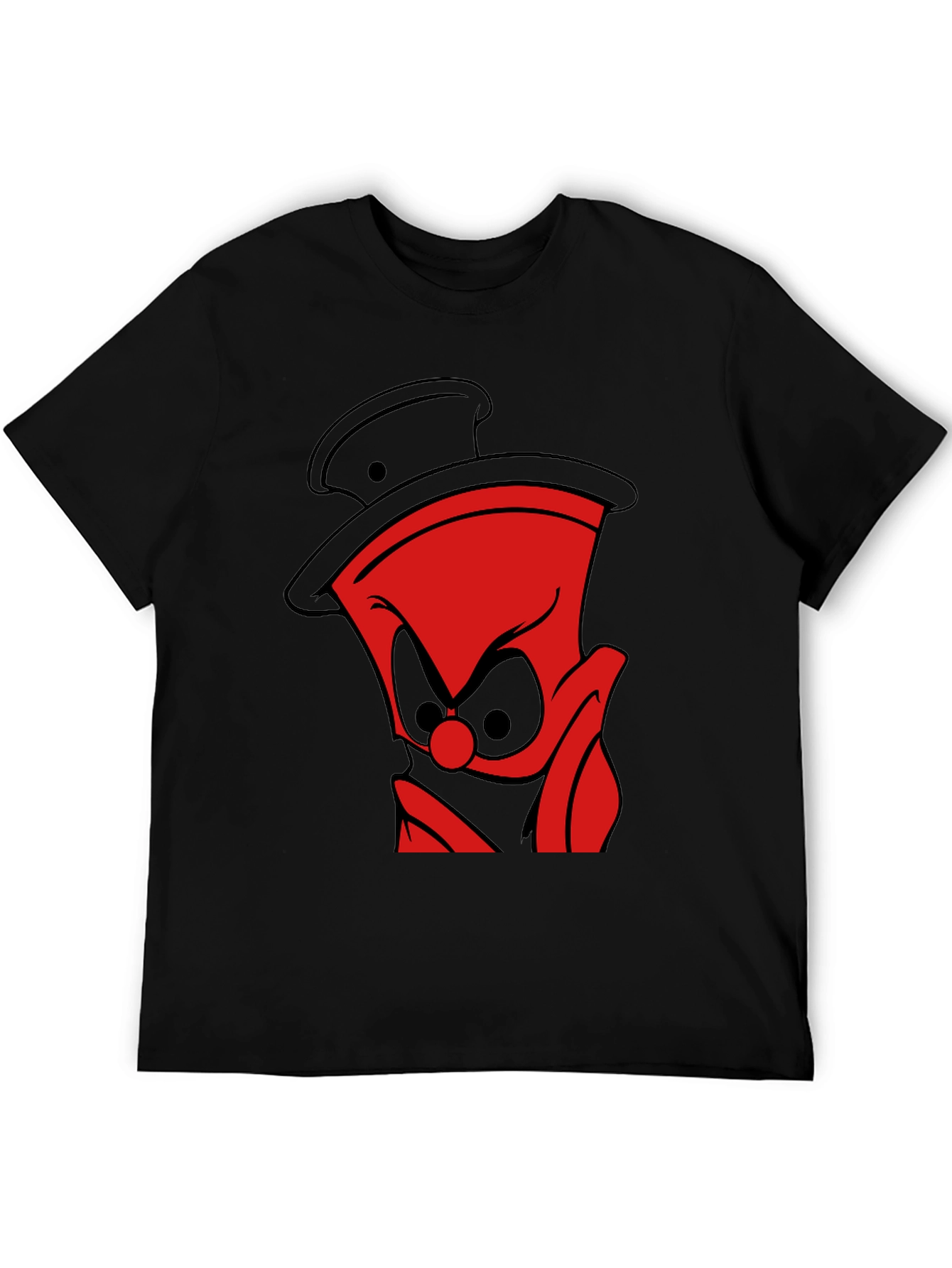 Black Red Cartoon Character Black T-Shirt view 5