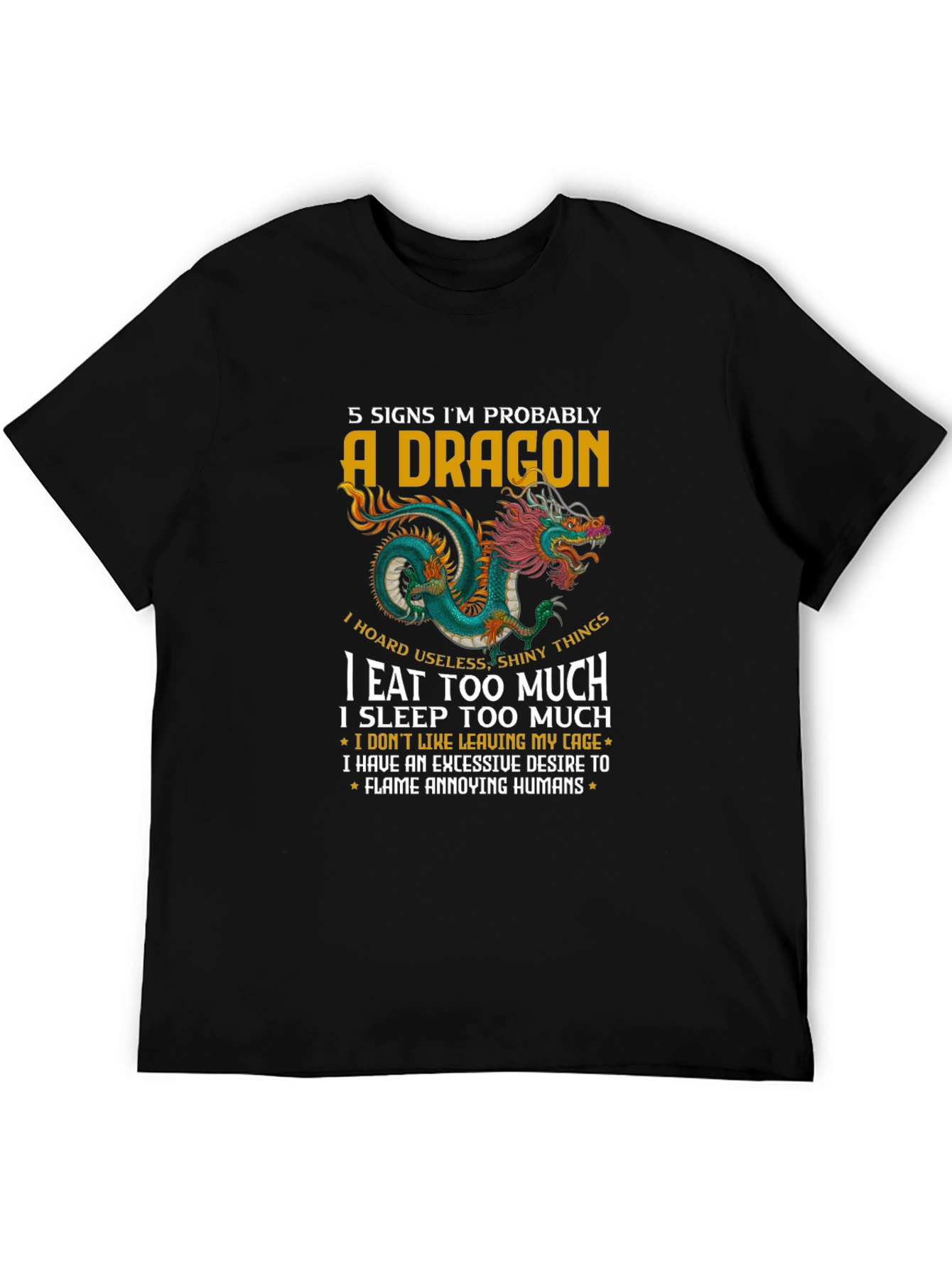 Black 5 Signs Dragon Graphic T-Shirt view 5