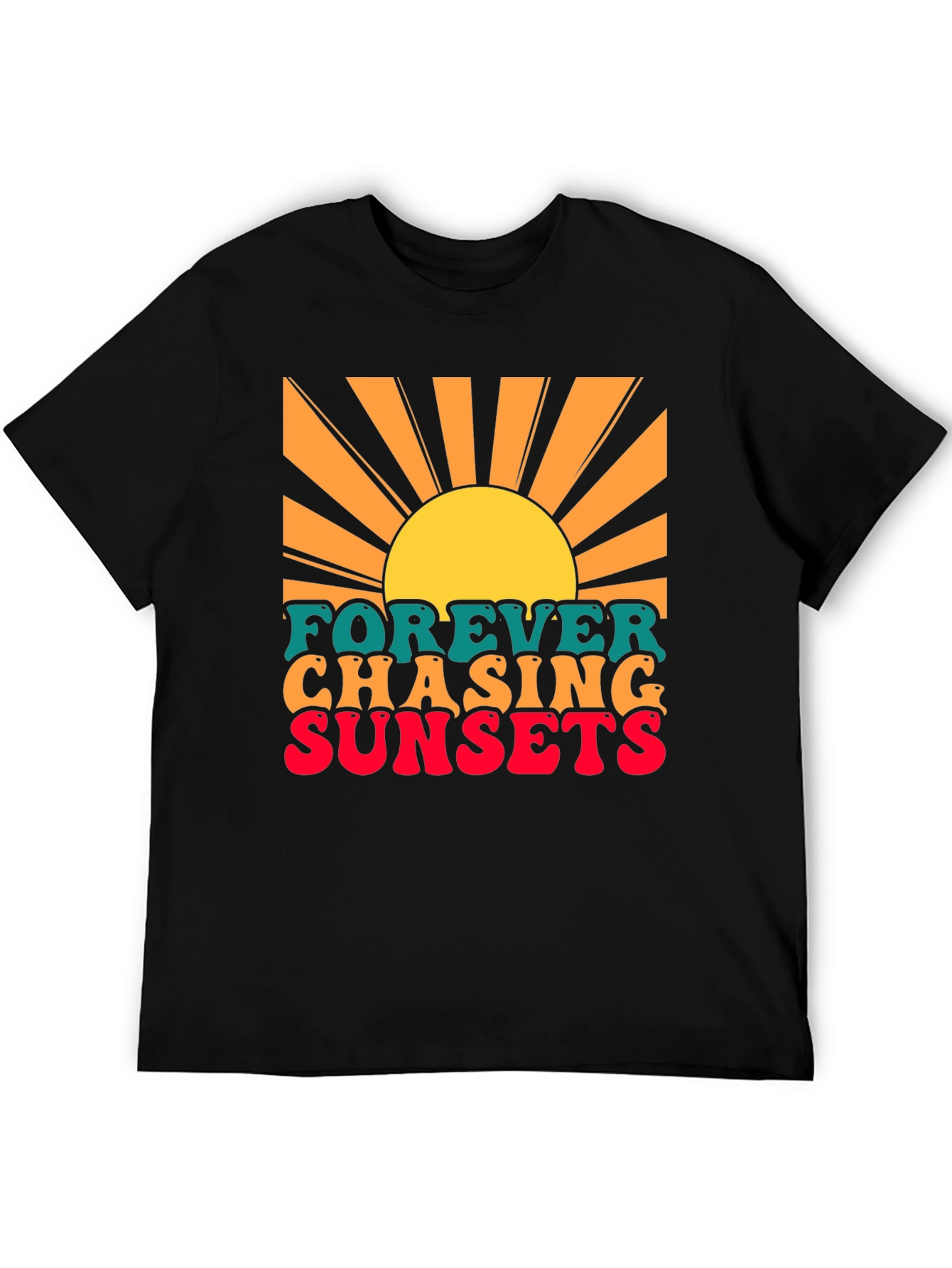 Black Forever Chasing Sunsets Graphic T-Shirt view 5