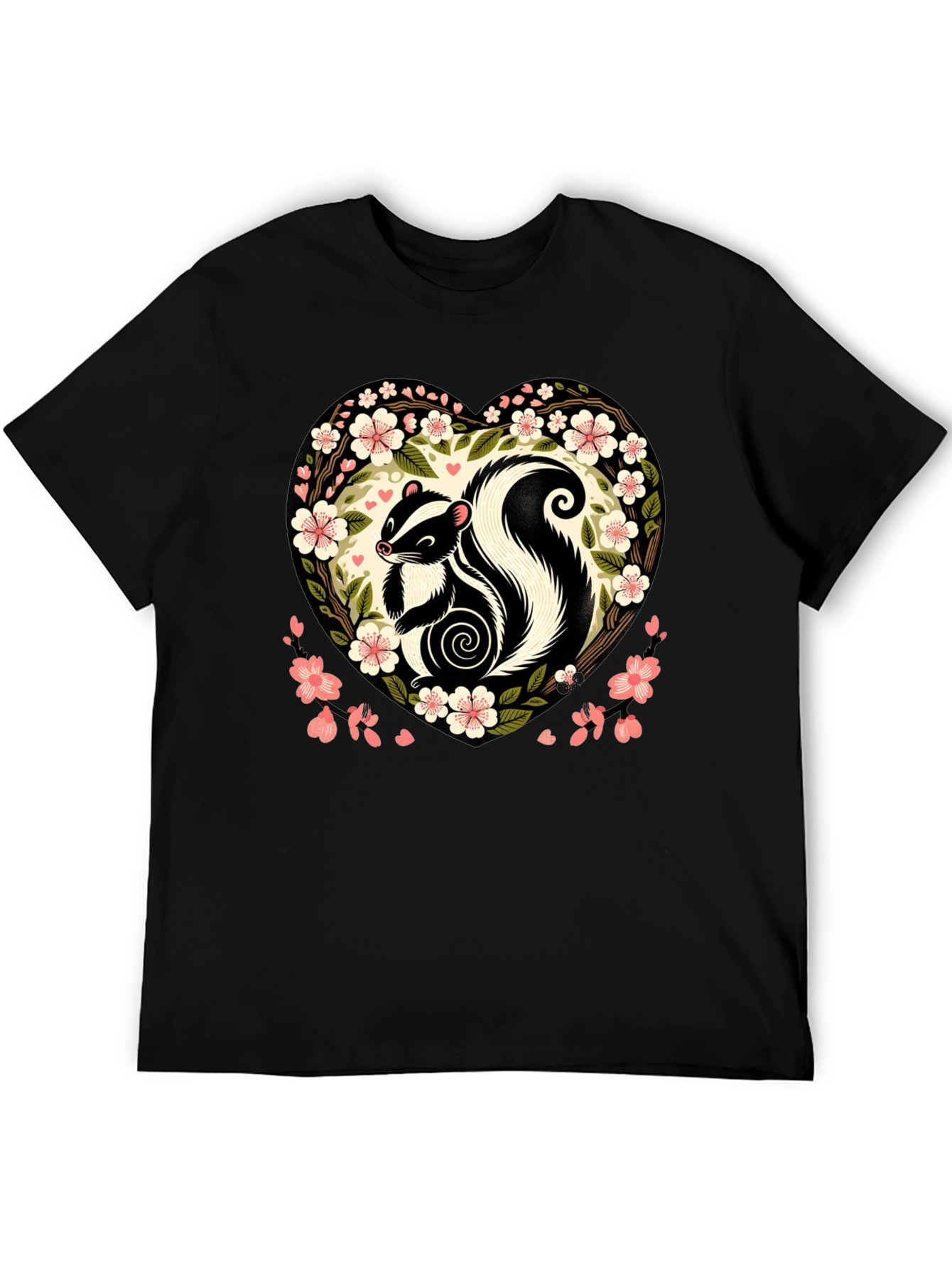 Black Skunk Heart Floral Graphic Tee view 5