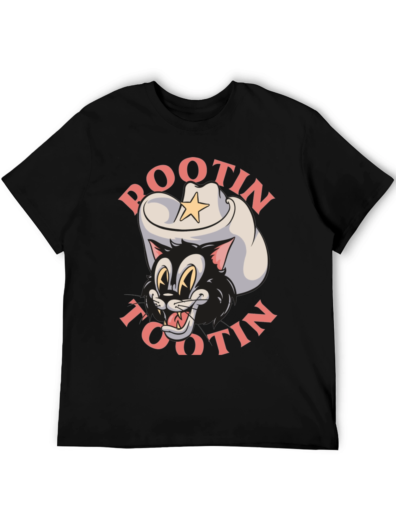Black Pootin Tootin Cowboy Cat T-Shirt view 5