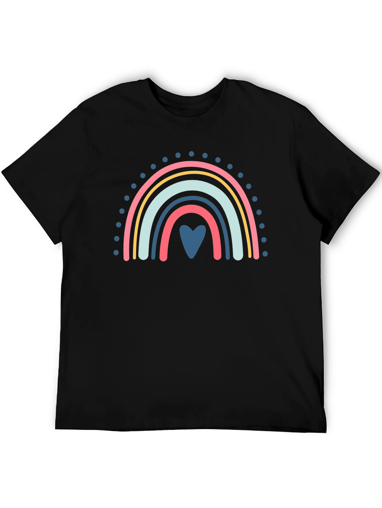 Black Rainbow Heart Graphic Black Tee view 5