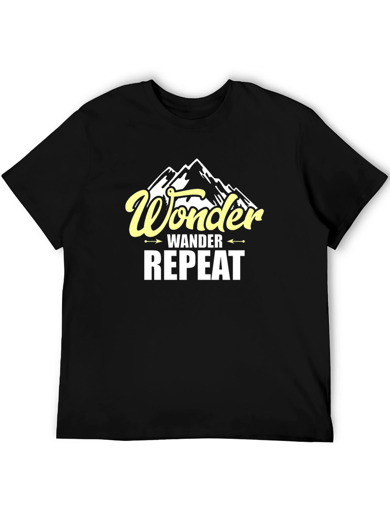 Black Wonder Wander Repeat Graphic Tee - Mountain Adventure Shirt view 5