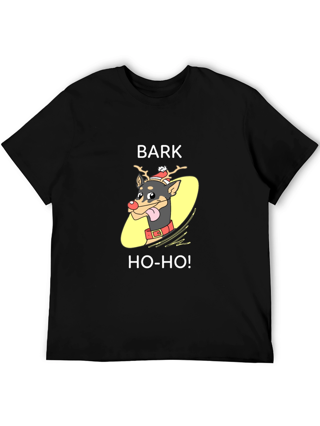 Black Funny Christmas Dog T-Shirt - Bark Ho-Ho! view 5