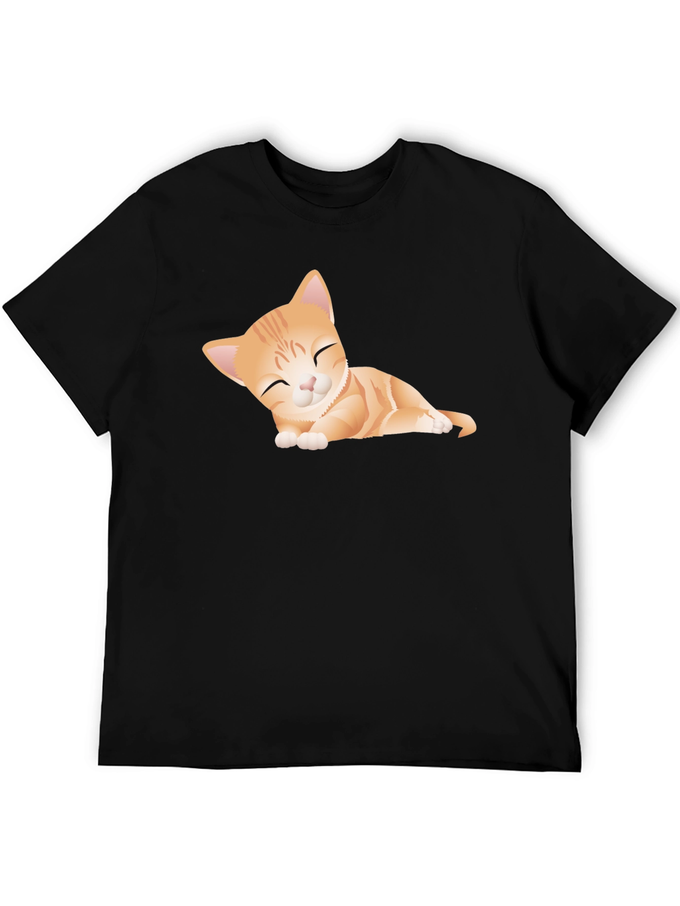 Black Cute Kitten Graphic Tee - Soft Black Cotton T-Shirt view 5