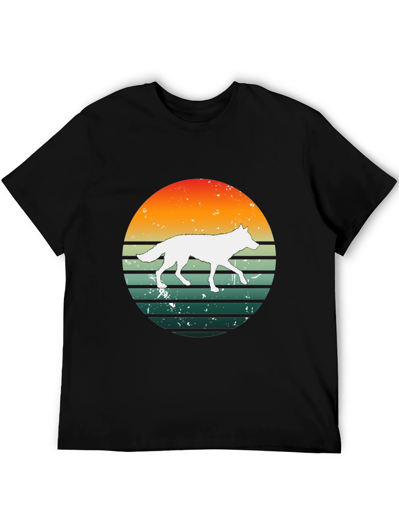 Black Sunset Wolf Graphic Tee - Retro Style view 5