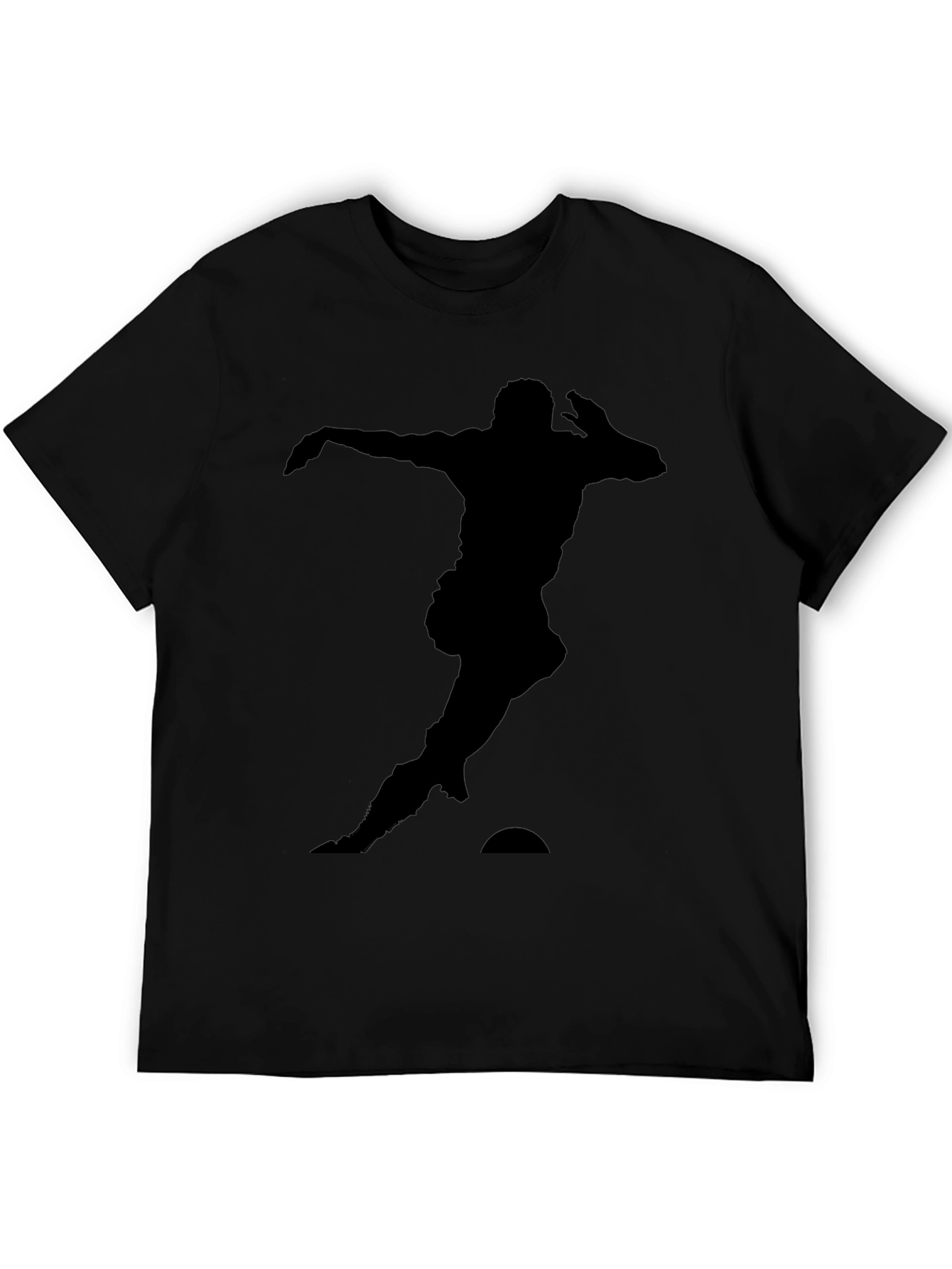 Black Soccer Player Silhouette Black T-Shirt view 5