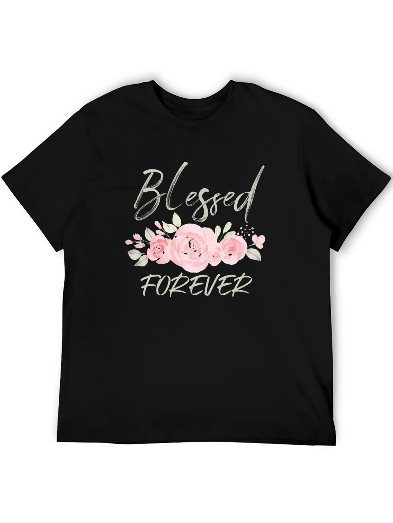 Black Blessed Forever Floral Graphic Tee - Black view 5