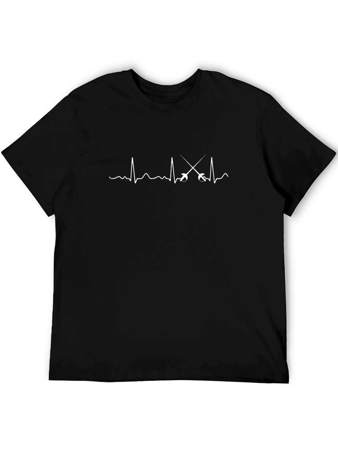 Black Fencing Heartbeat T-Shirt - Black Cotton Tee view 5