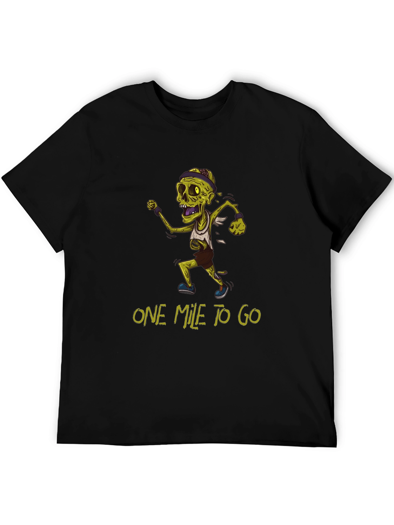 Black Zombie Runner T-Shirt - One Mile To Go view 5