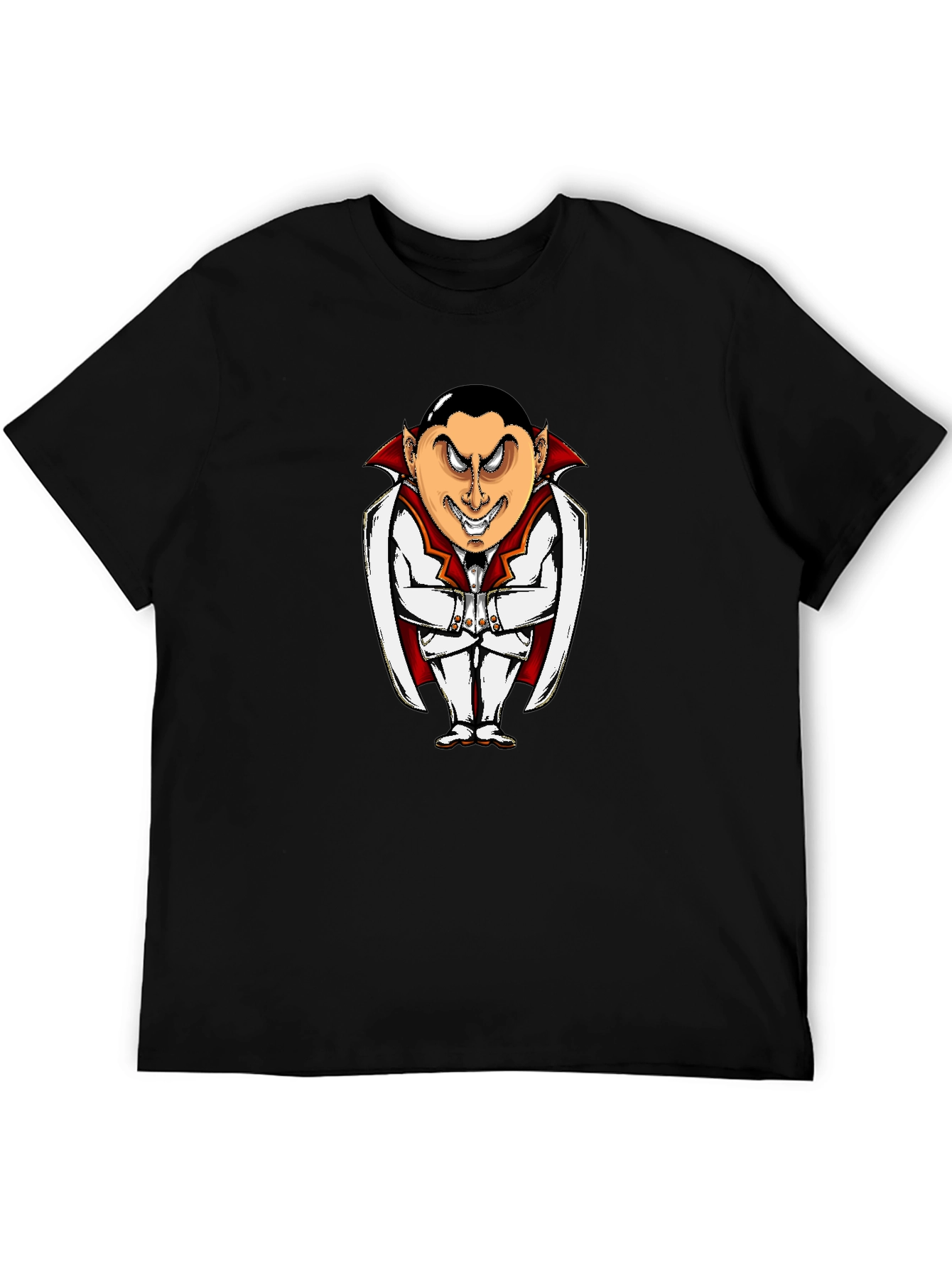 Black Vampire Cartoon Graphic Black T-Shirt view 5