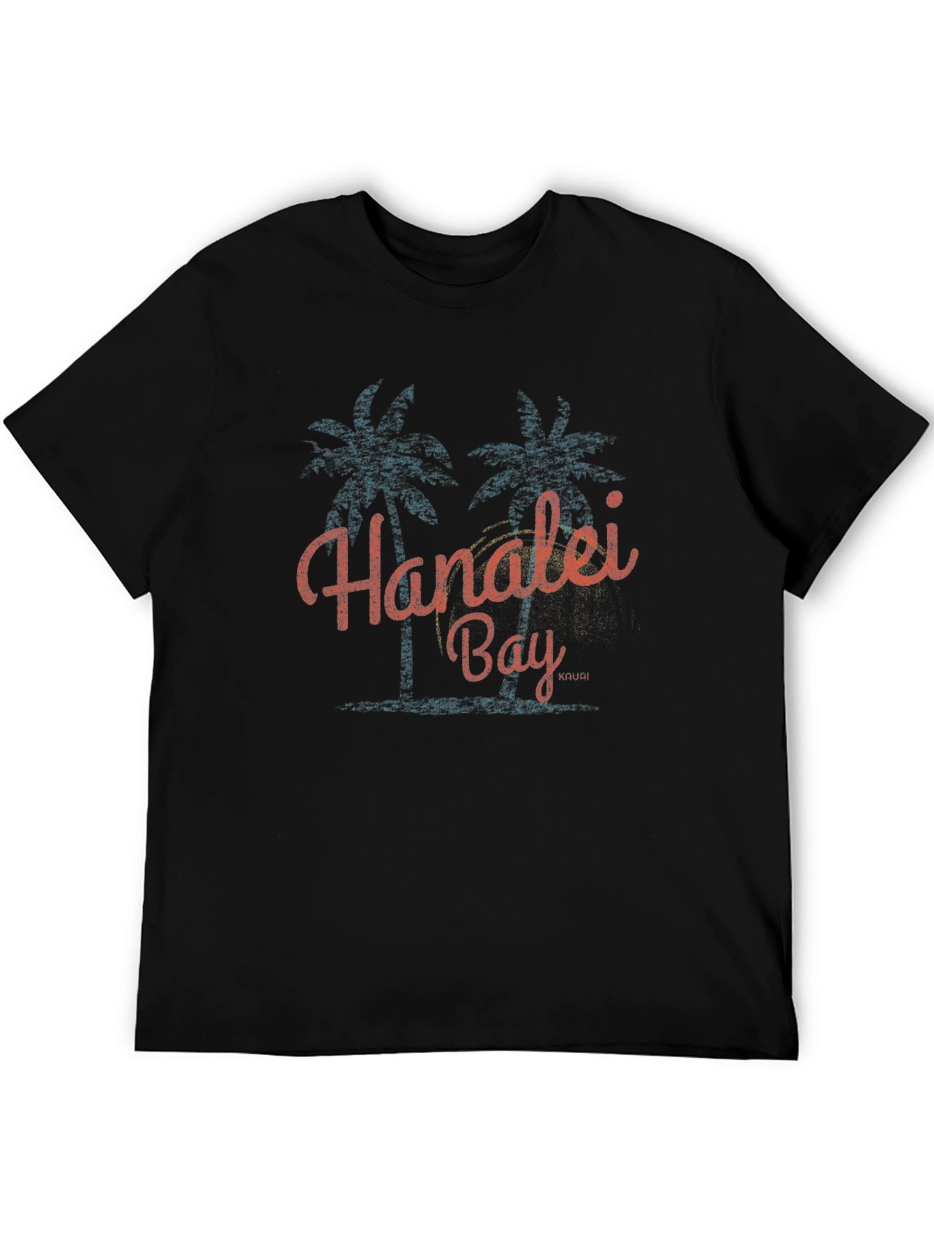 Black Hanalei Bay Graphic T-Shirt - Retro Palm Tree Design view 5