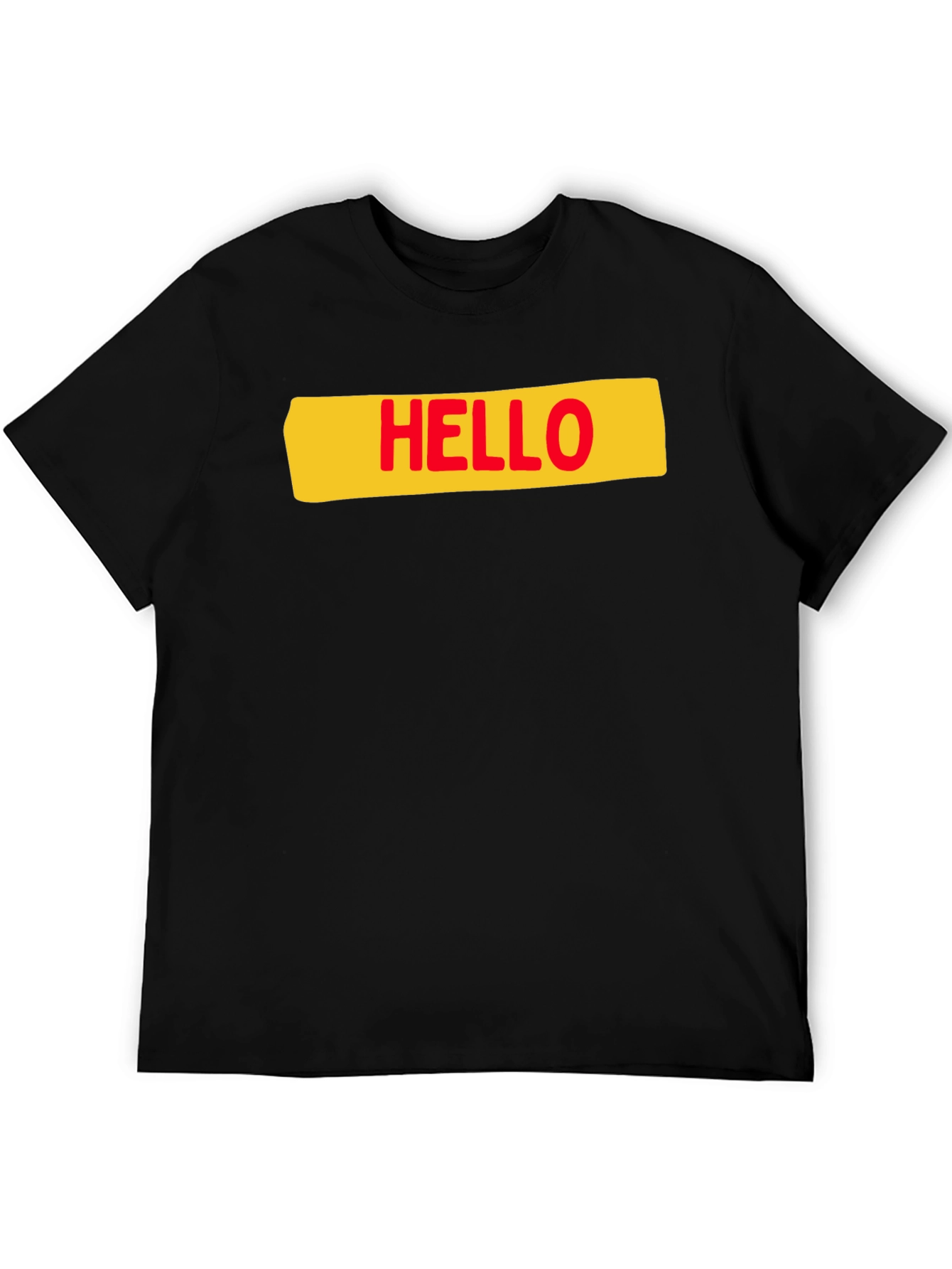 Black Hello T-Shirt - Casual Graphic Tee view 5