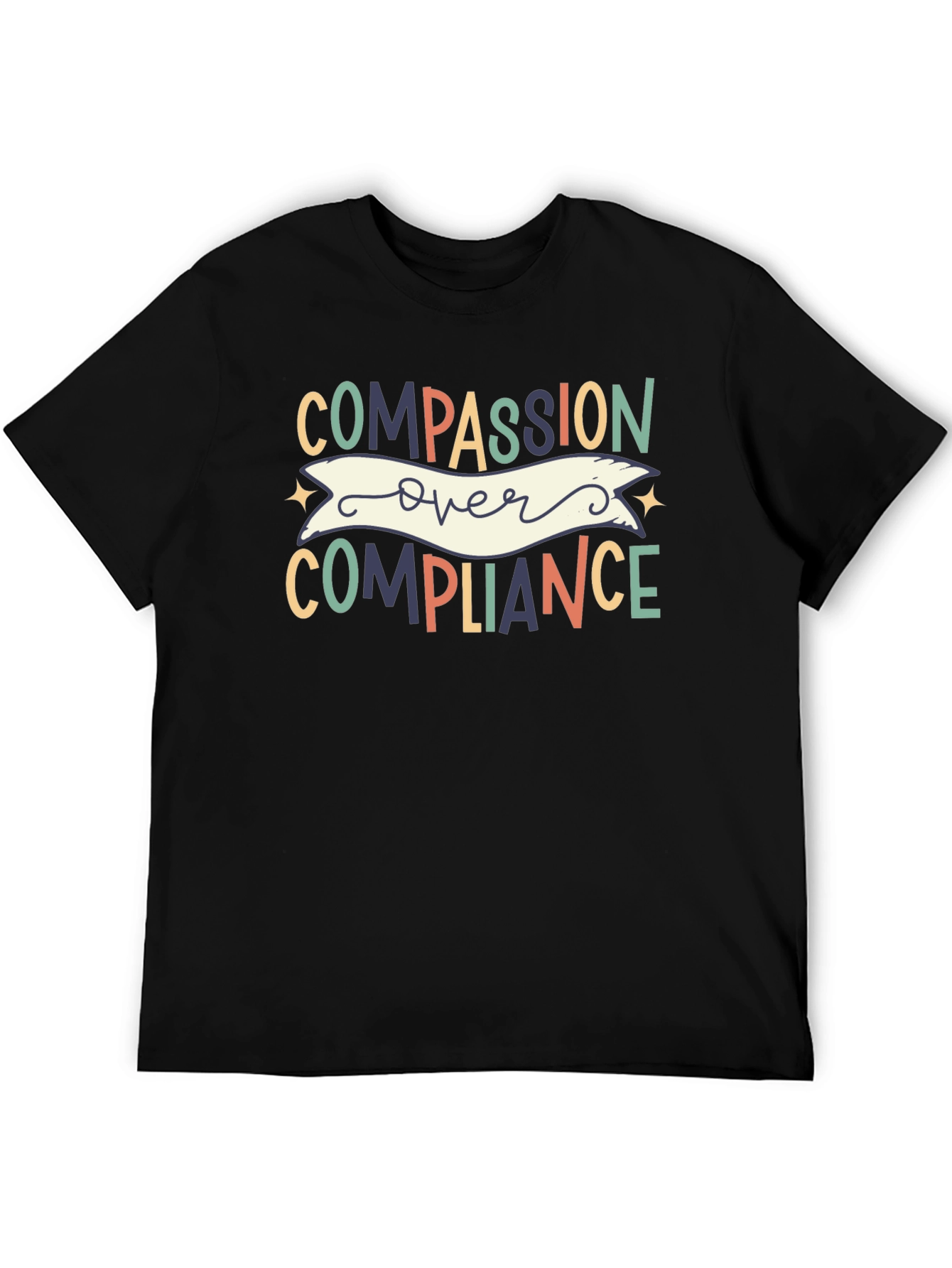 Black Compassion Over Compliance Graphic Tee view 5