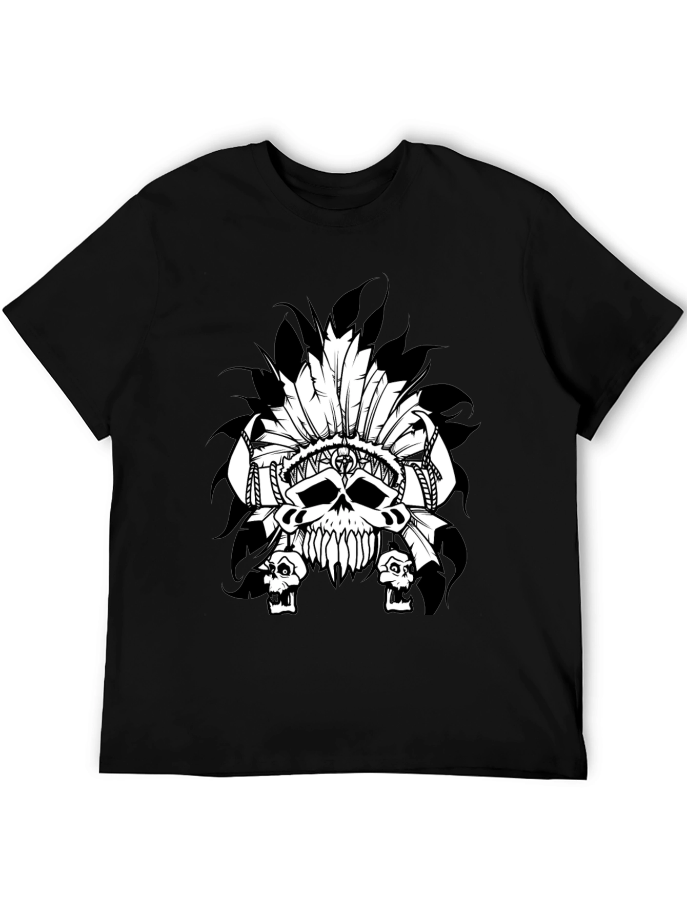 Black Skull Headdress Graphic T-Shirt - Black view 5