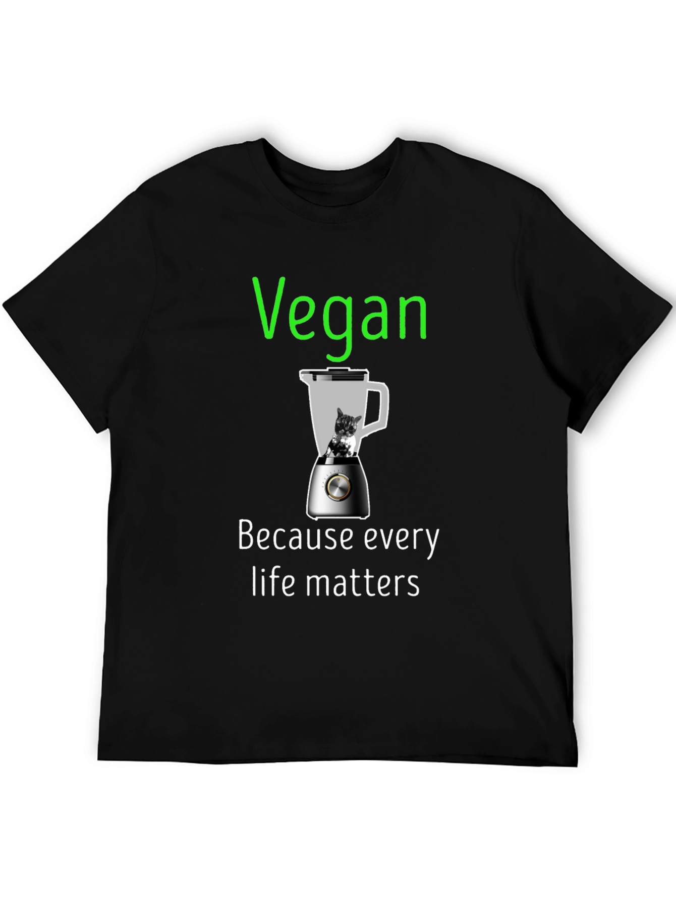 Black Vegan T-Shirt - Because Every Life Matters view 5
