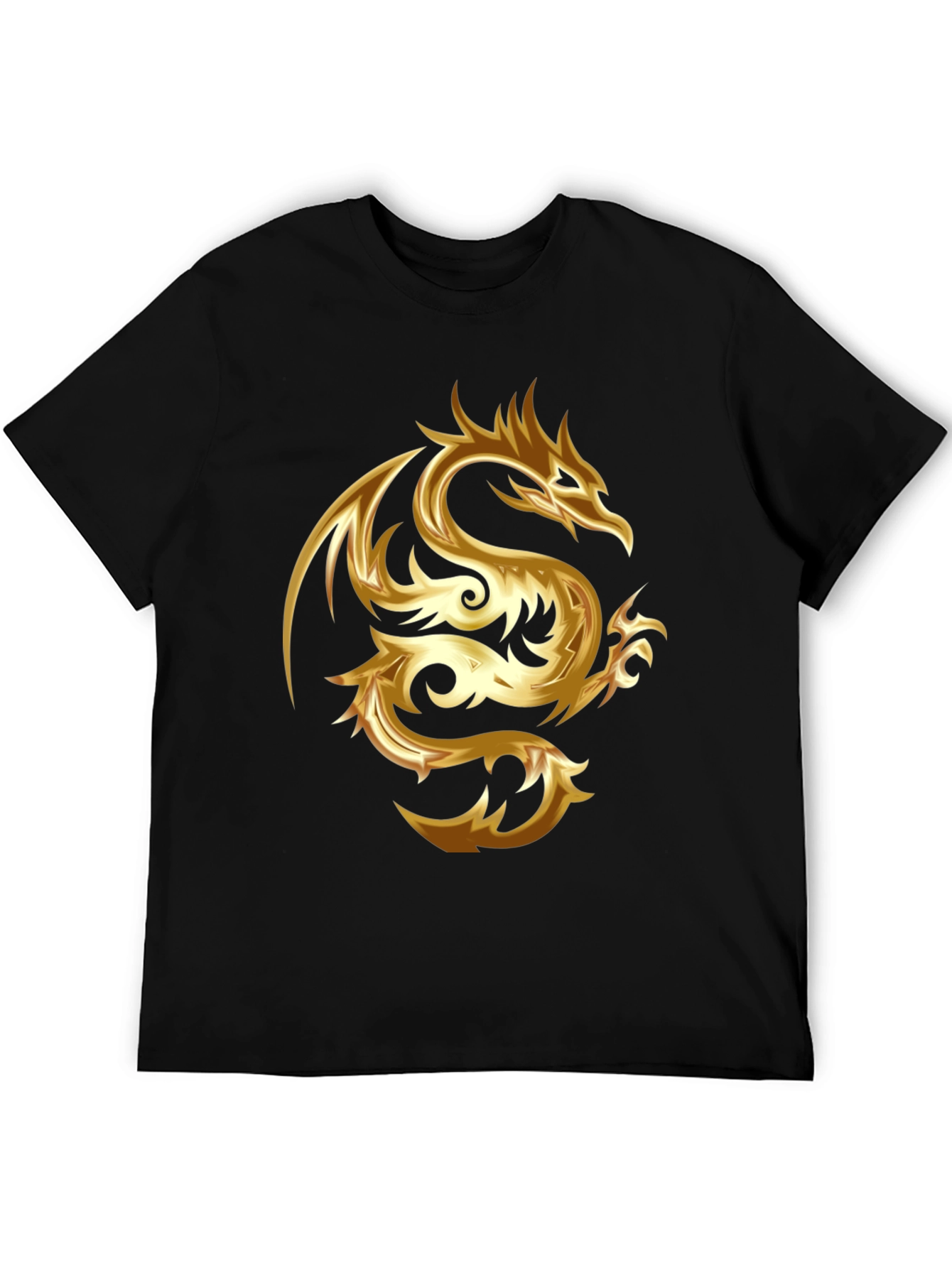 Black Golden Dragon Graphic Black T-Shirt view 5
