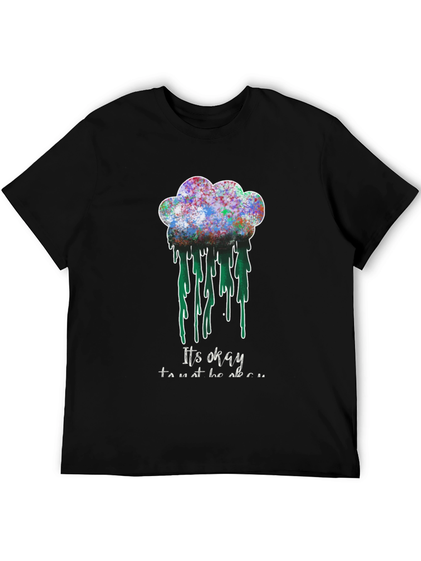 Black It's Okay T-Shirt - Colorful Cloud Design view 5