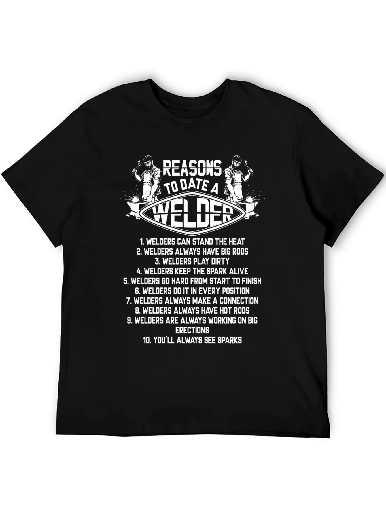 Black Reasons to Date a Welder Graphic T-Shirt view 5