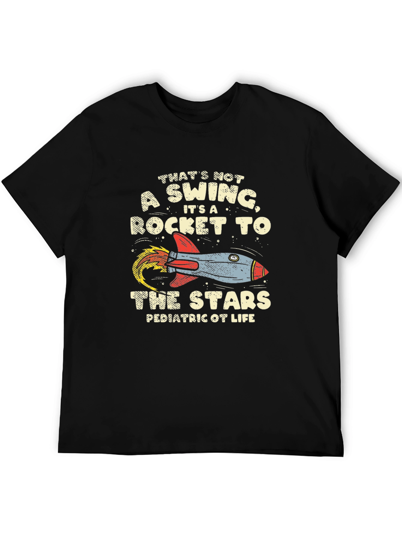 Black Rocket to the Stars Pediatric OT Life T-Shirt view 5