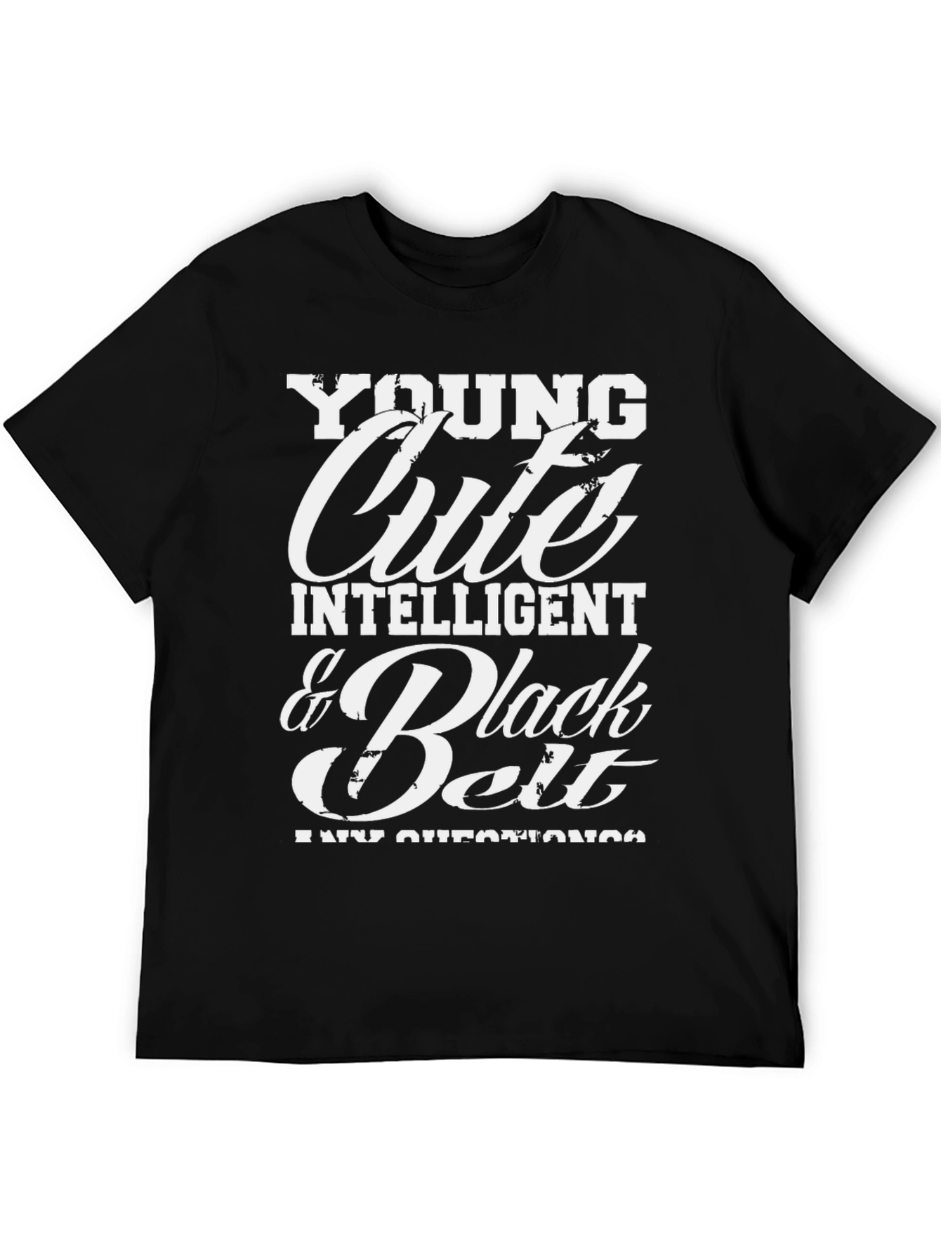 Black Young Cute Intelligent Black Belt T-Shirt view 5