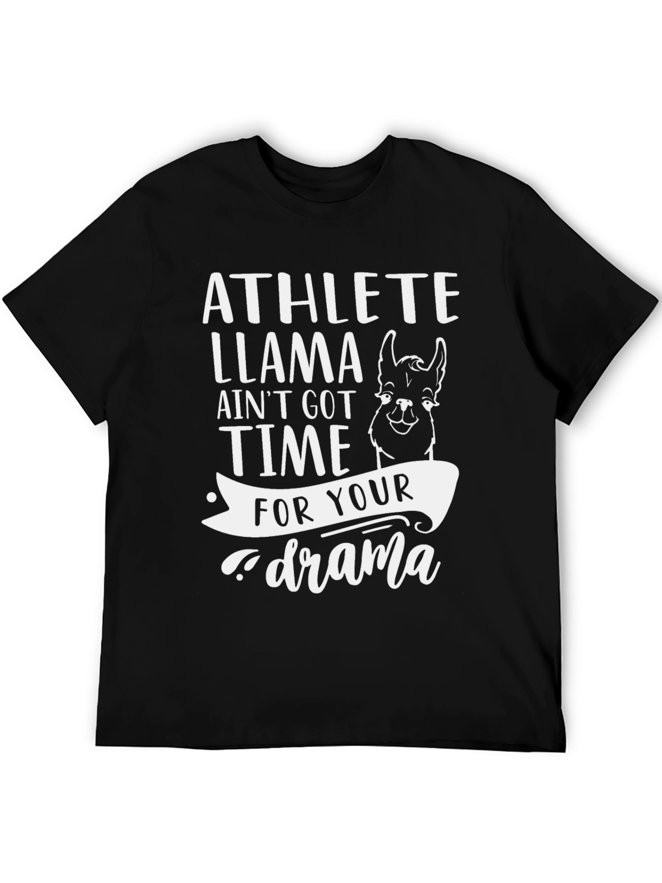 Black Athlete Llama Drama T-Shirt Funny Graphic Tee view 5