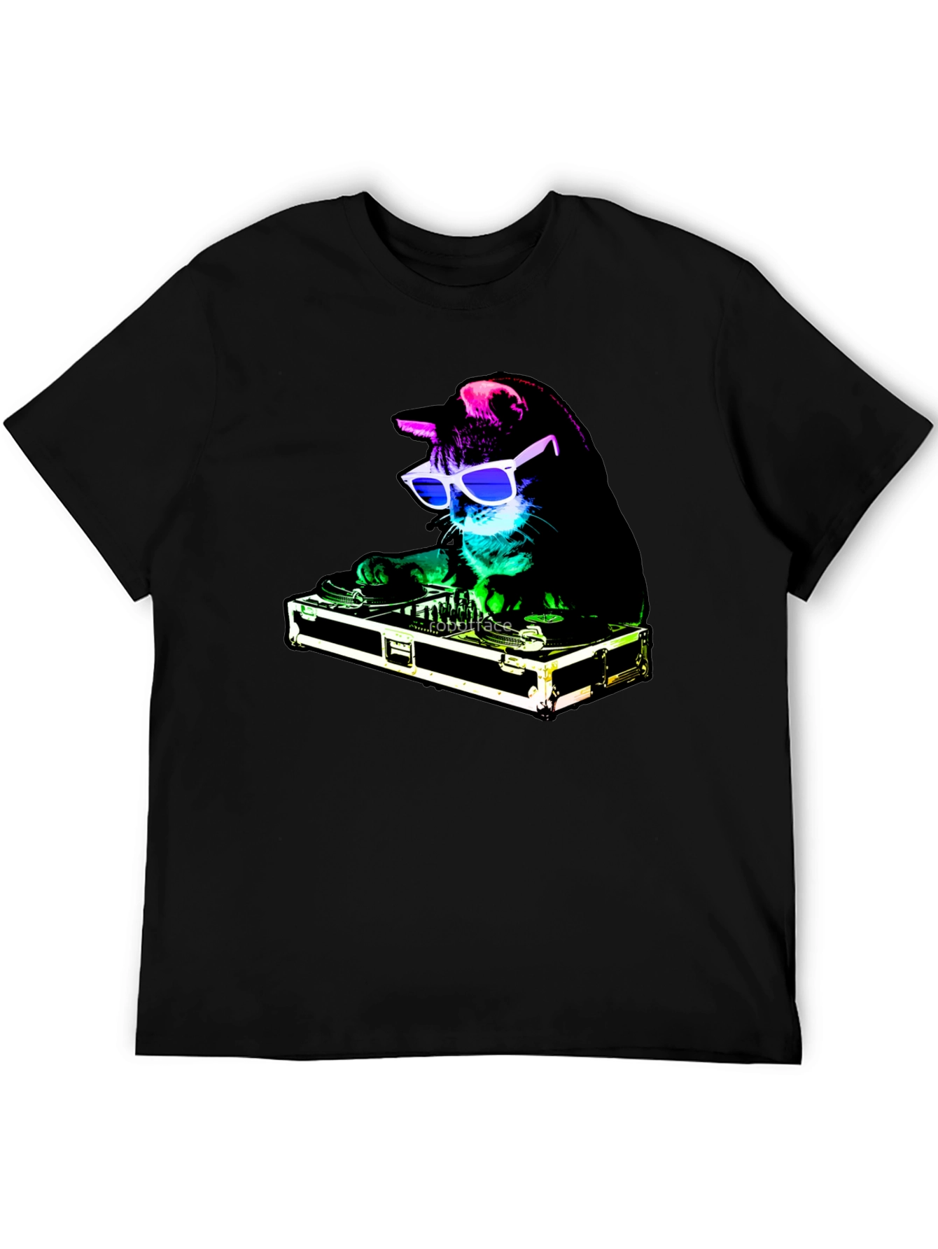 Black DJ Cat Graphic T-Shirt - Black view 5