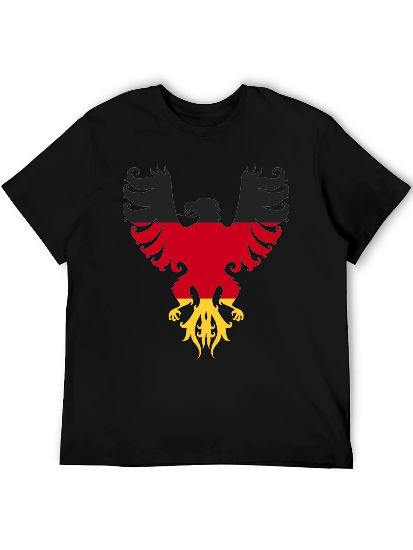 Black German Flag Eagle Graphic Tee - Black Cotton T-Shirt view 5