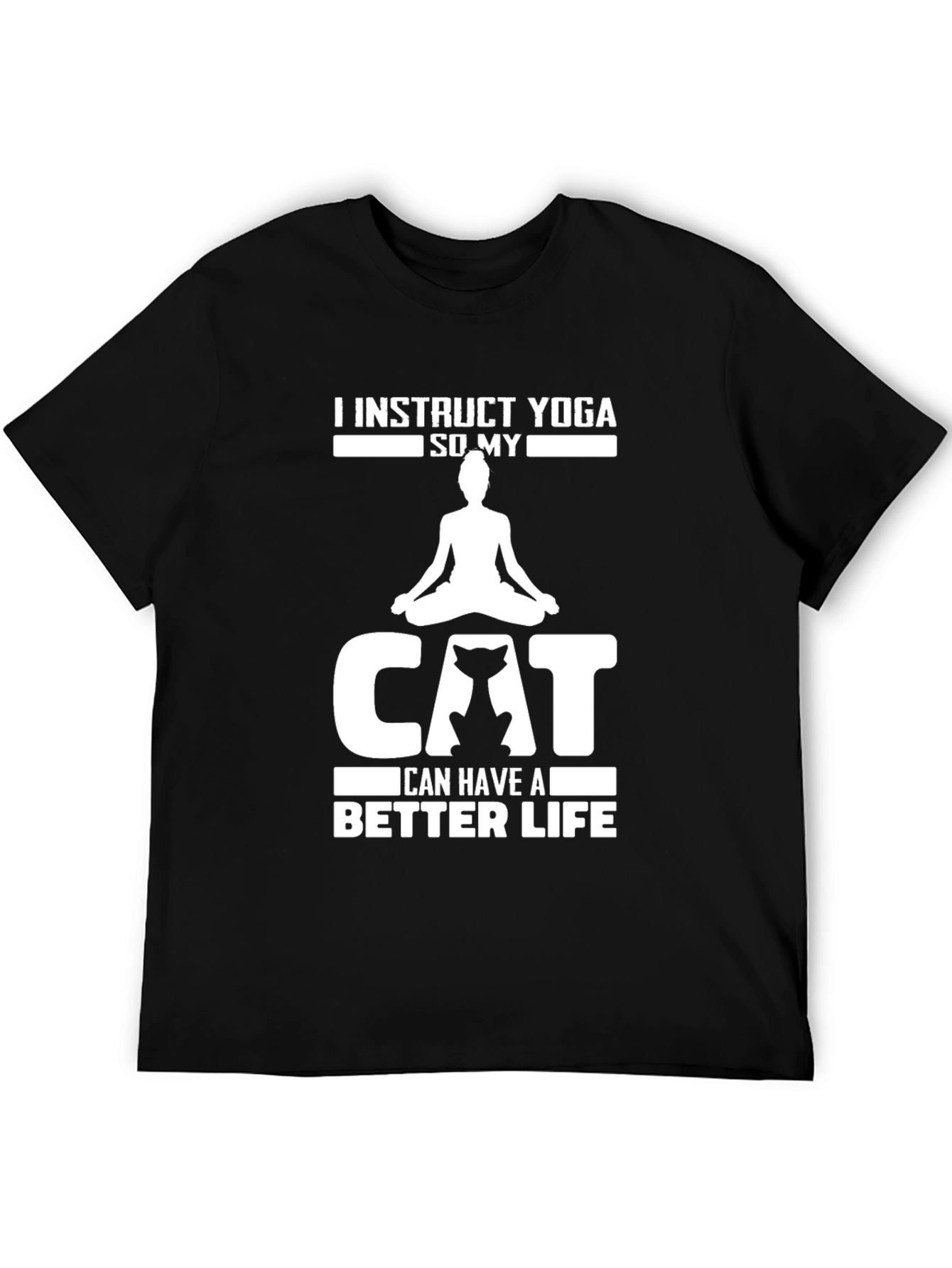Black Yoga Instructor Cat Lover Graphic Tee view 5