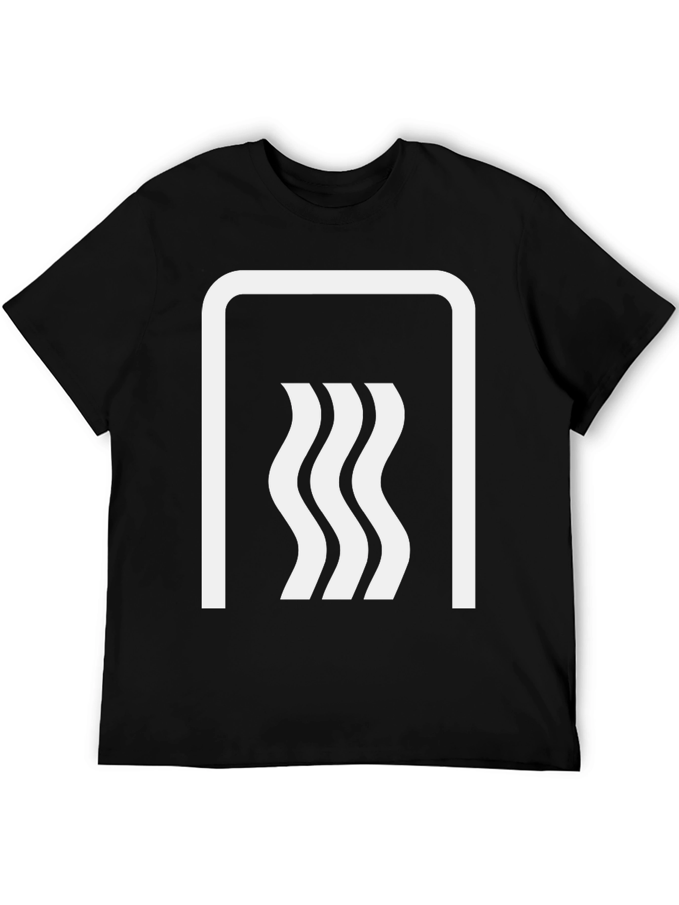 Black Modern Wave Graphic Tee - Black Cotton Blend view 5