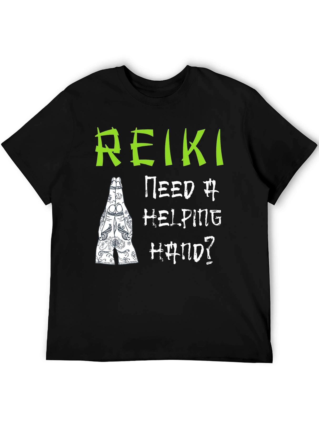 Reiki Helping Hand Black T-Shirt - Spiritual Design - 5