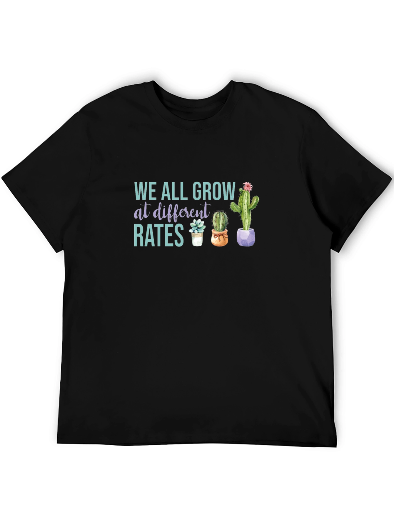 Black We All Grow at Different Rates Graphic Tee view 5