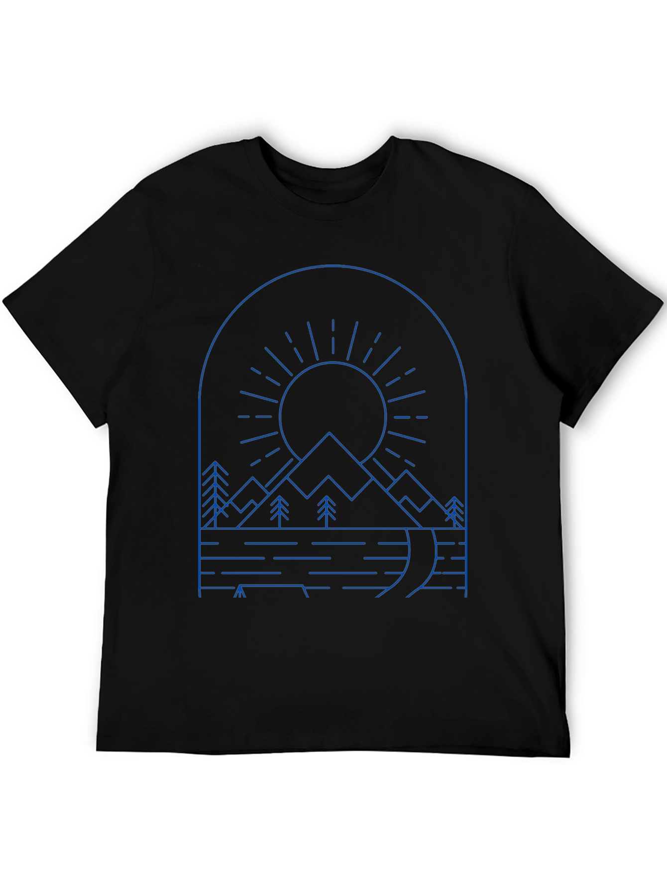 Black Modern Geometric Nature Graphic T-Shirt view 5
