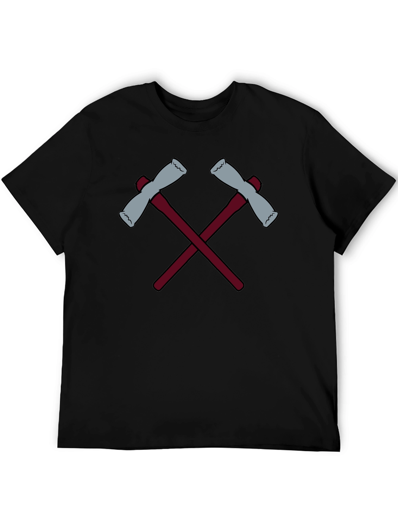 Black Crossed Axes Graphic Tee - Black Crew Neck view 5