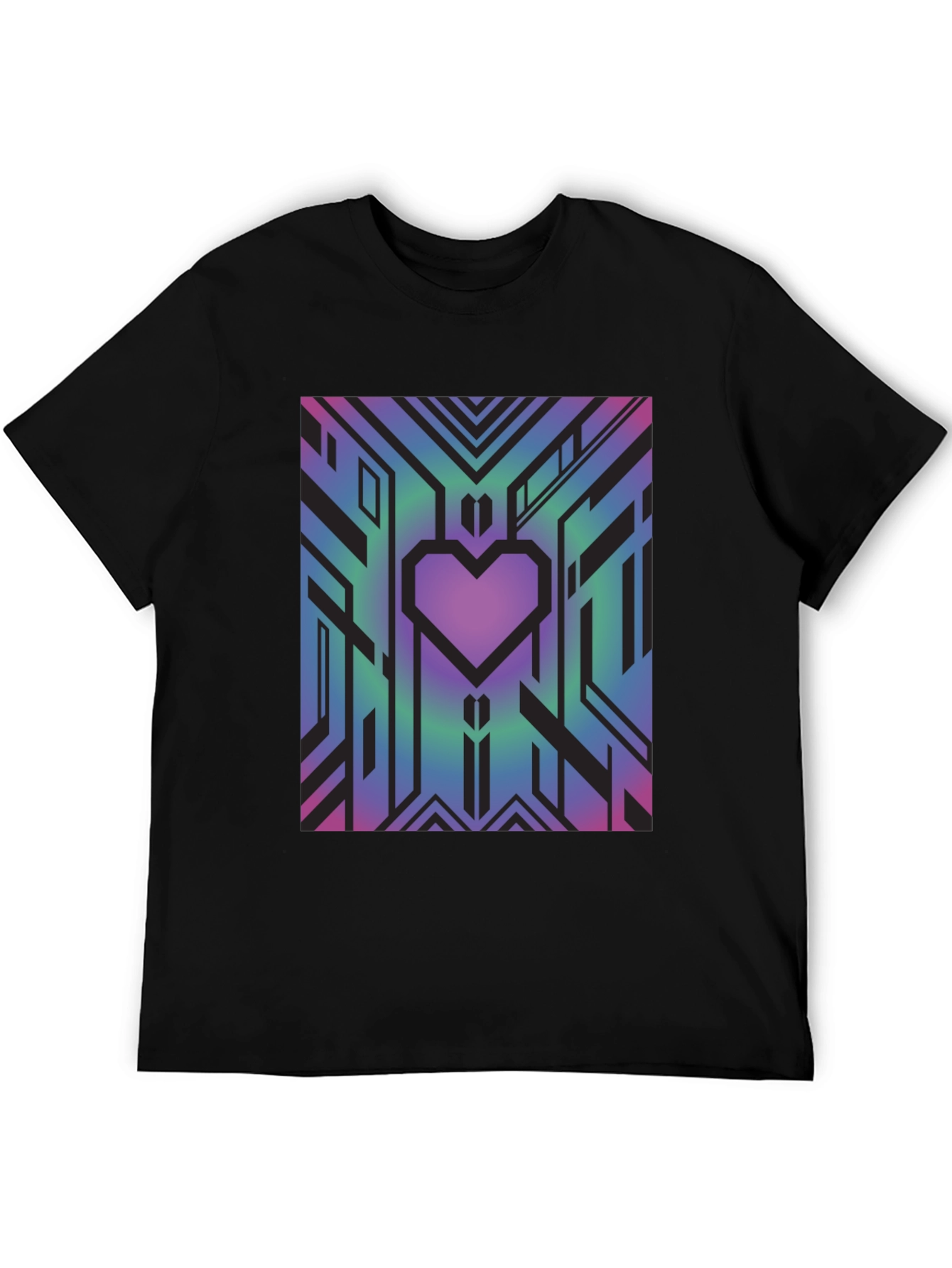 Black Geometric Heart Graphic Tee - Abstract Design view 5