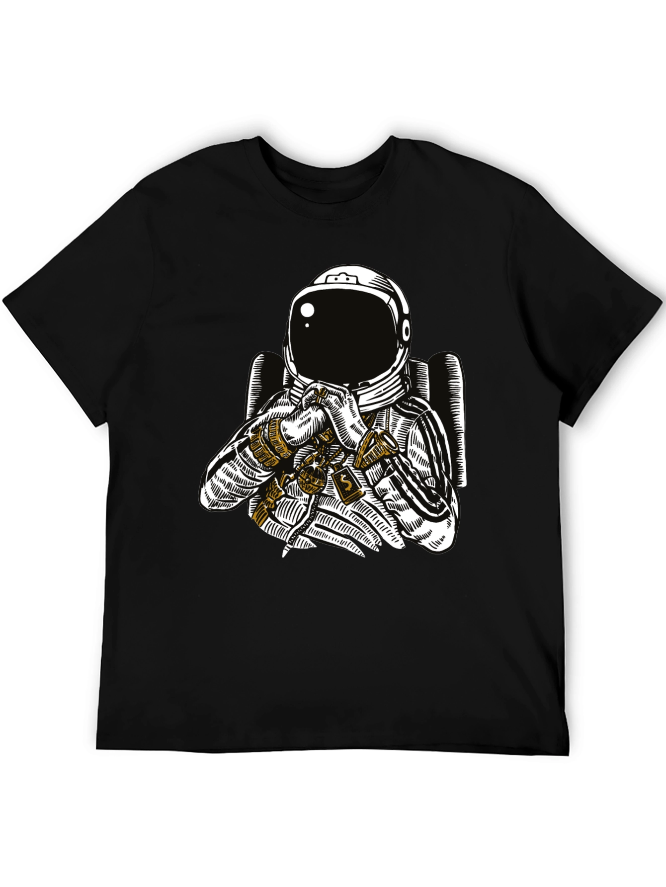 Black Astronaut Graphic Tee - Black Cotton T-Shirt view 5