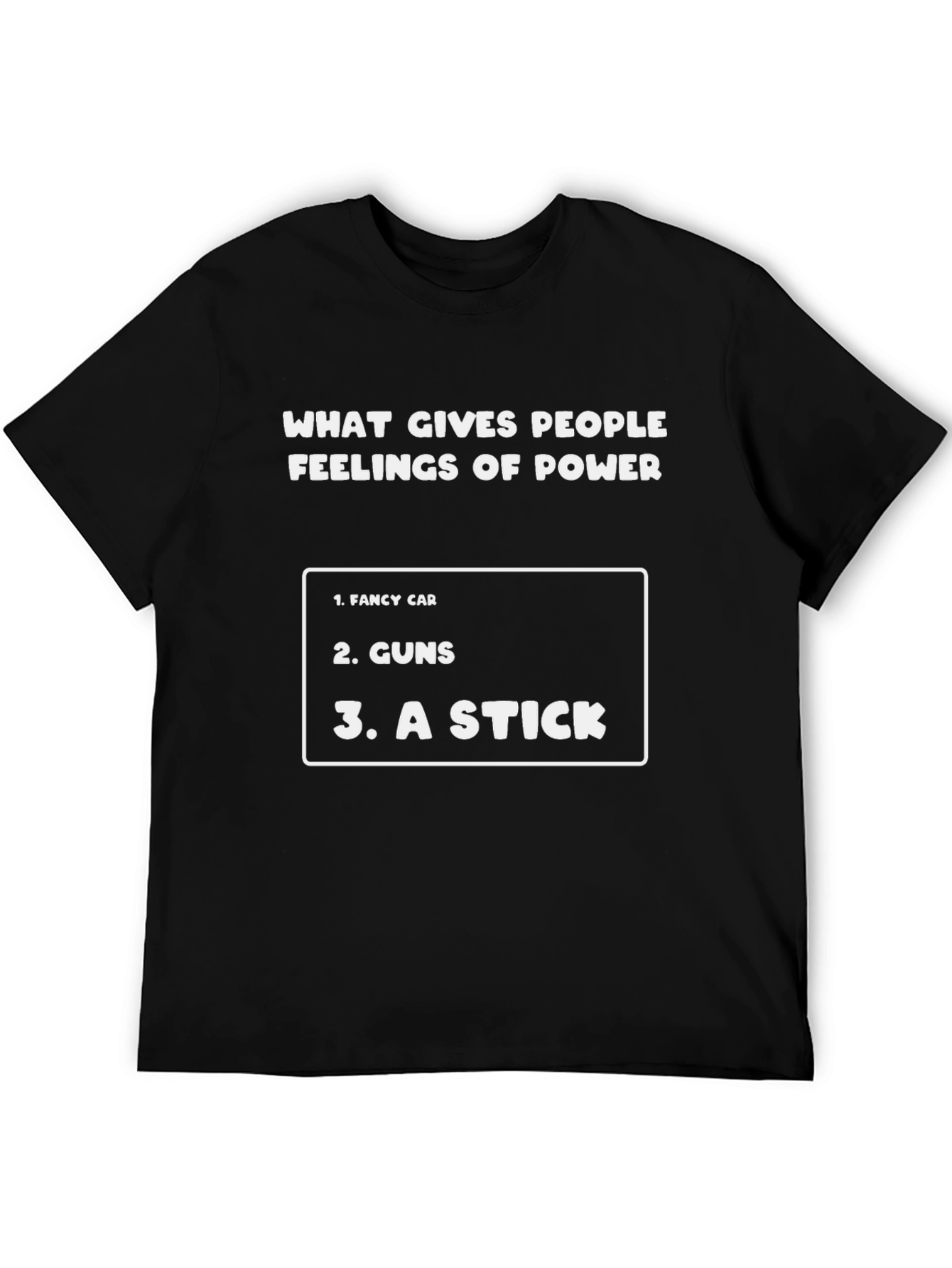 Black Funny "Feelings of Power" Graphic T-Shirt view 5
