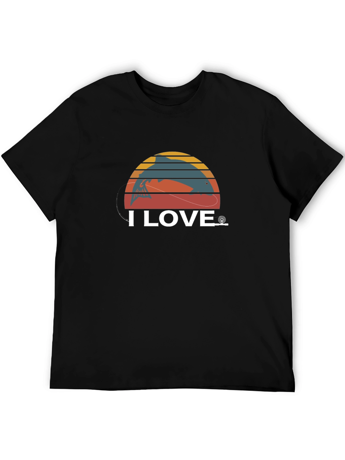 Black I Love Fishing T-Shirt, Retro Fish Design view 5