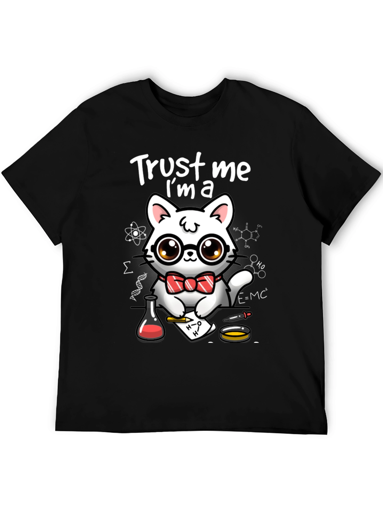 Black Trust Me, I'm a Scientist Cat Graphic T-Shirt view 5