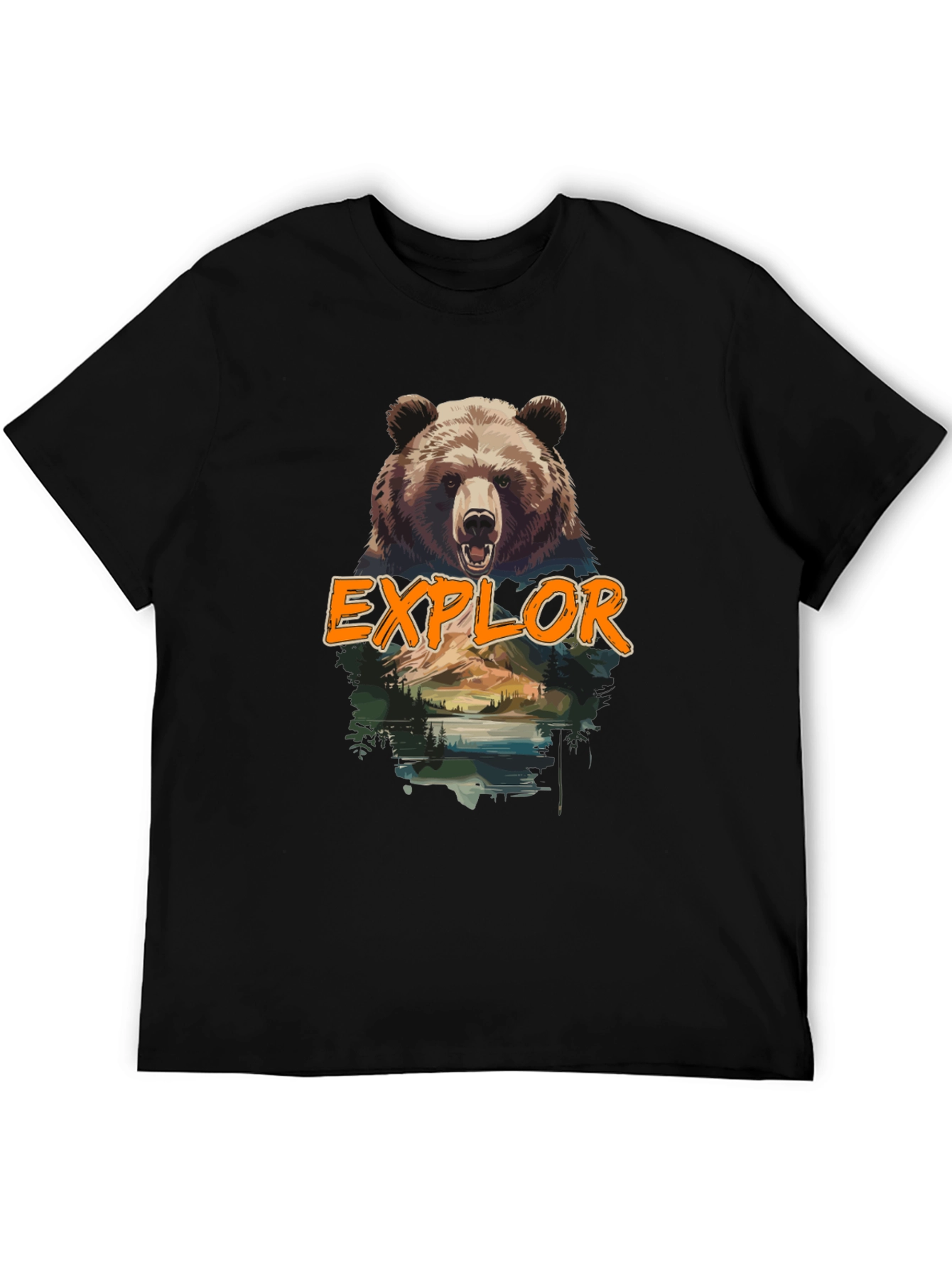 Black Explore Bear Graphic Tee - Nature Adventure Shirt view 5