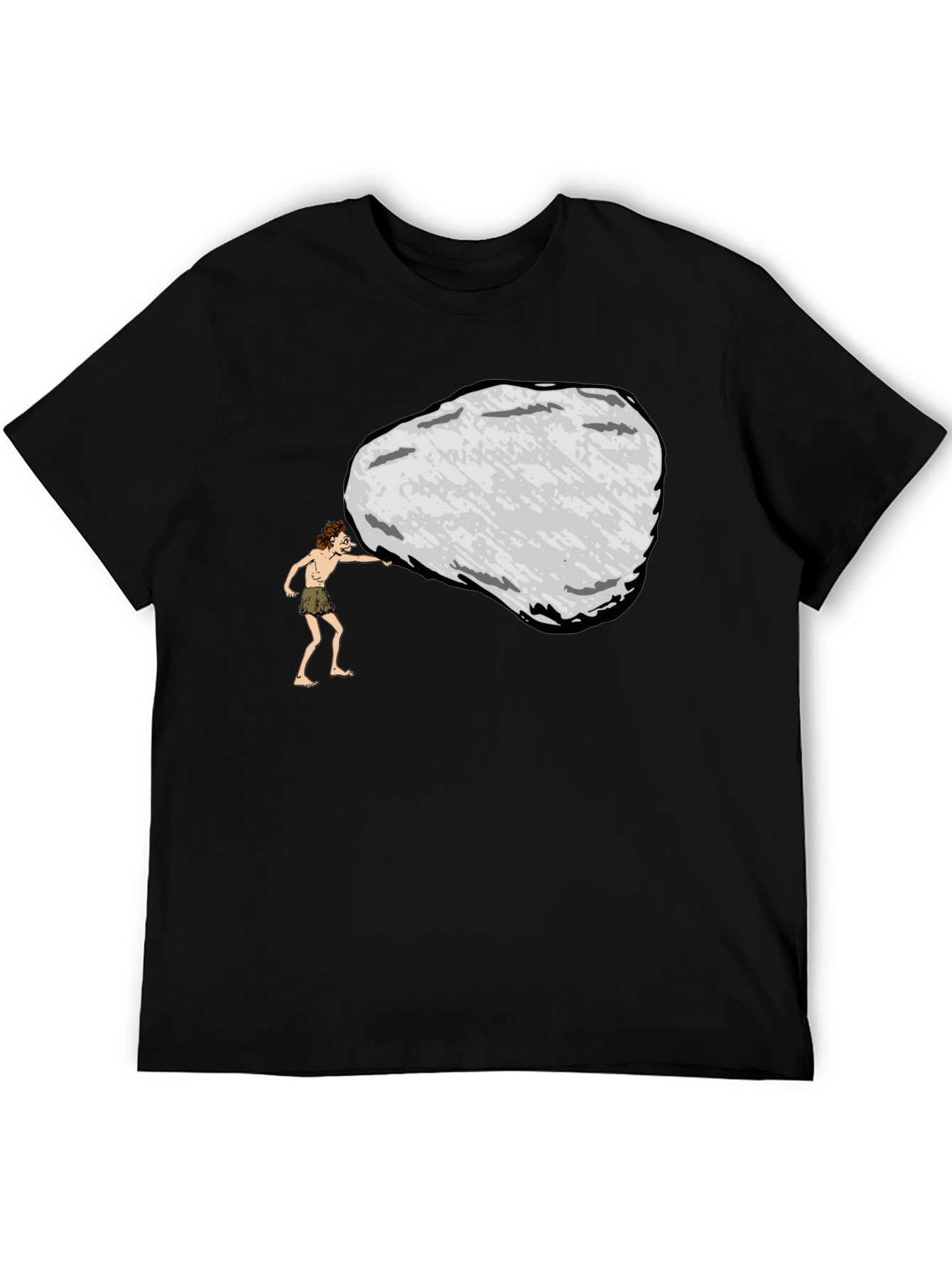 Black Caveman Pushing Boulder Graphic Tee view 5
