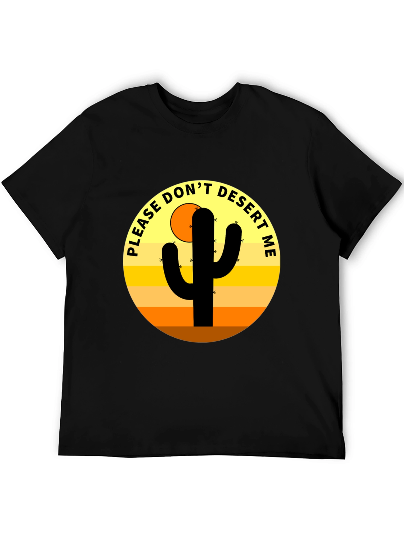 Black Cactus Desert Graphic Novelty Men's T-Shirt view 5