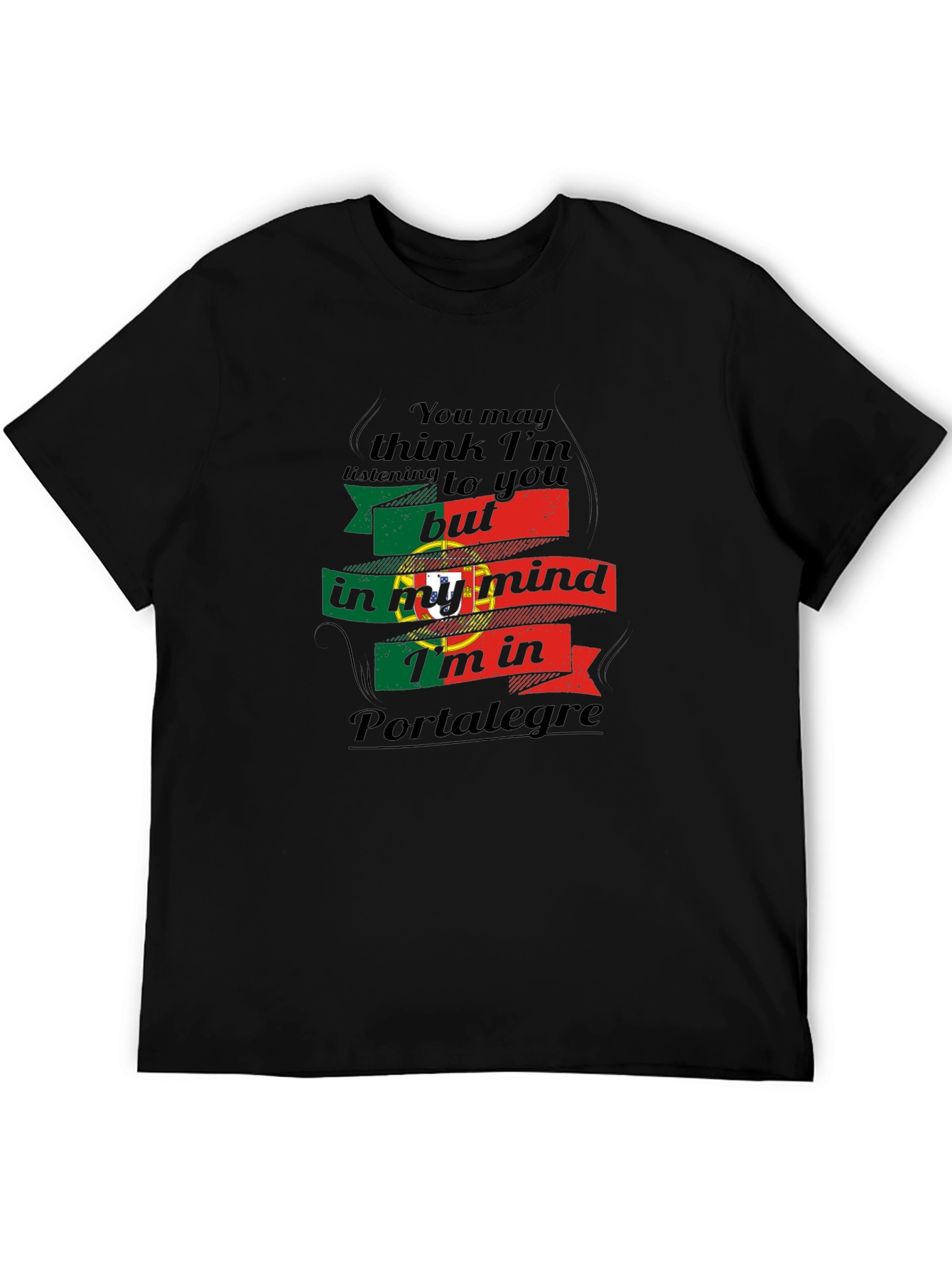 Black Portalegre Portugal Flag T-Shirt view 5