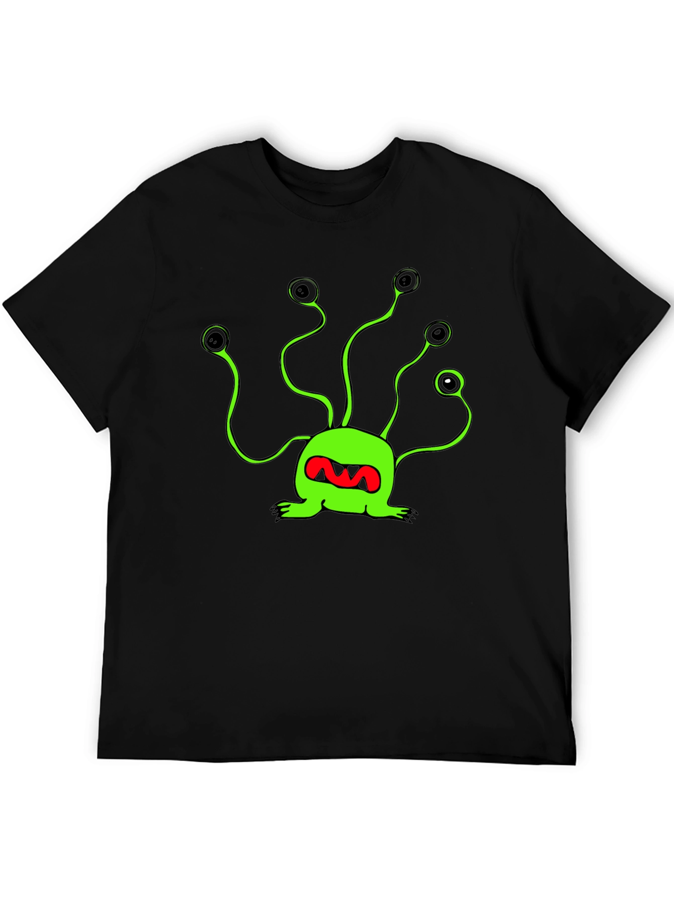 Funky Green Alien T-Shirt - Black Cotton Tee - 5