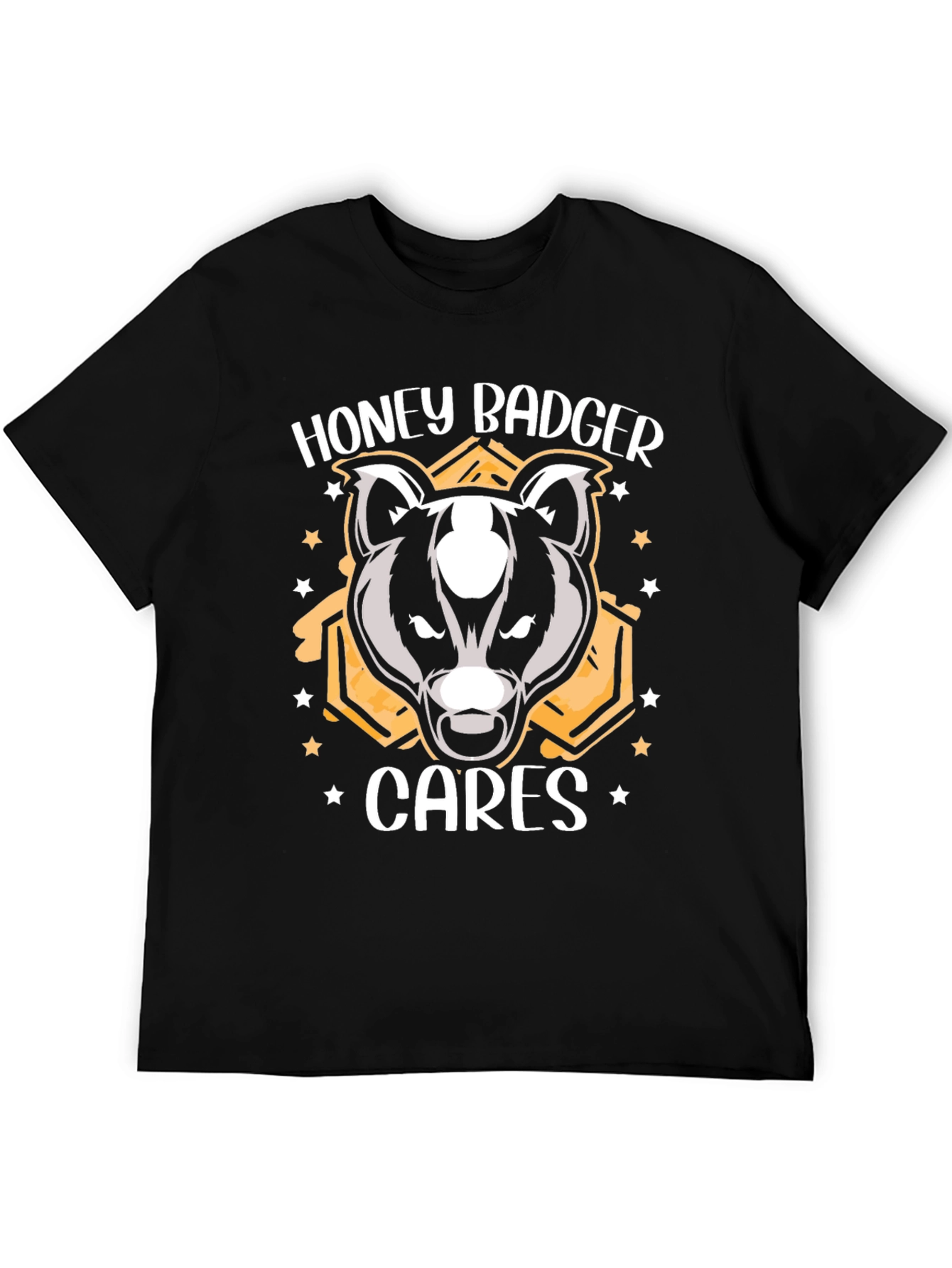 Black Honey Badger Cares Graphic Tee - Black Cotton T-Shirt view 5