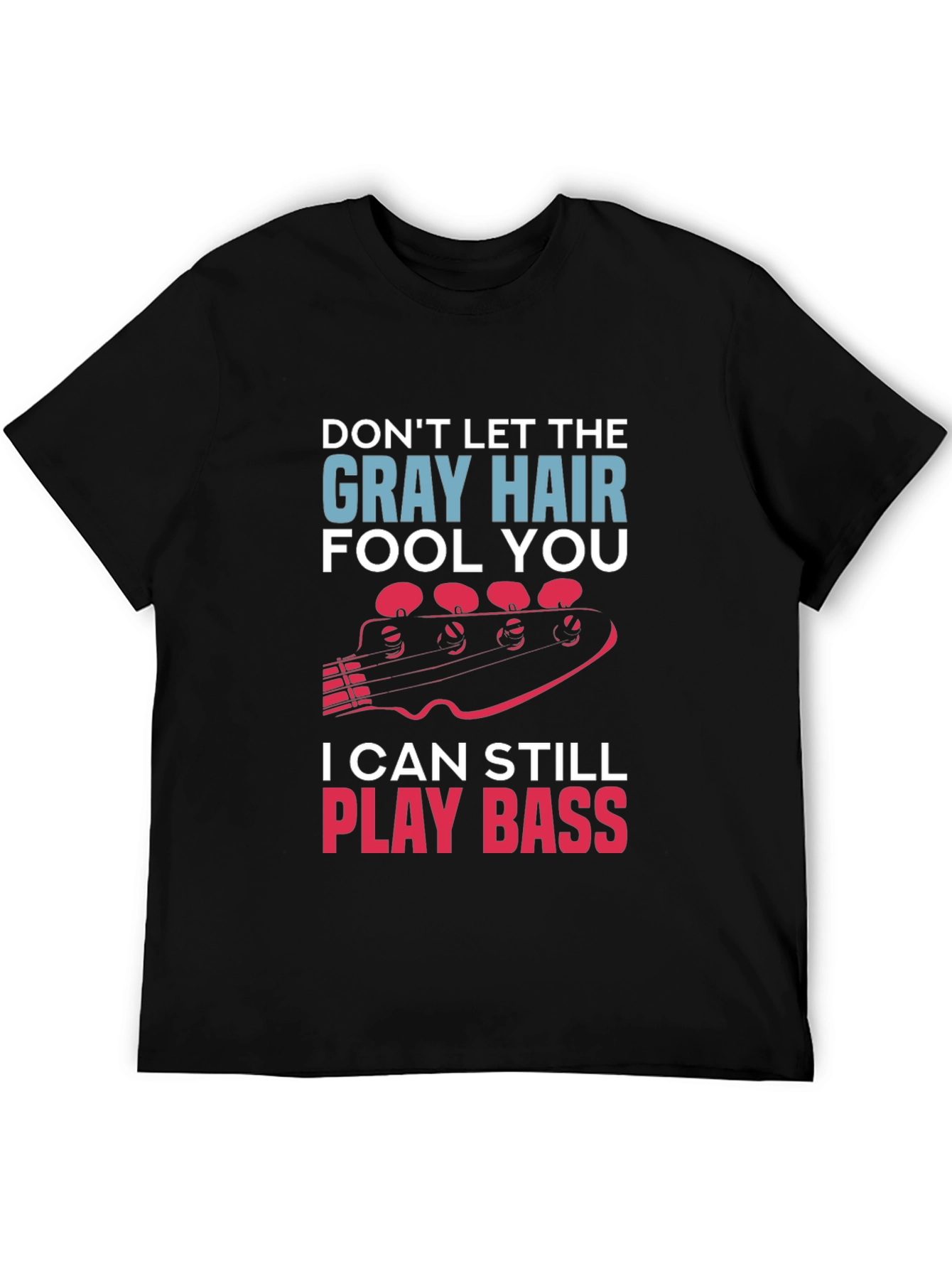 Black Gray Hair Bass Player T-Shirt view 5