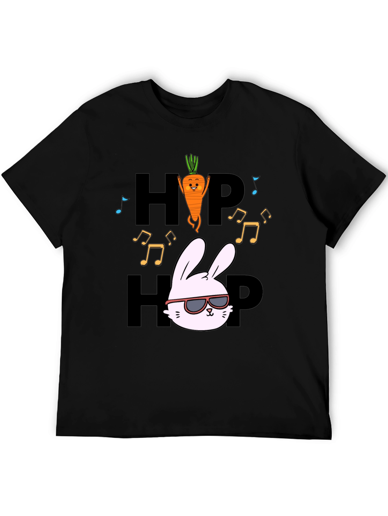 Black Hip Hop Bunny Carrot Music Black T-Shirt view 5